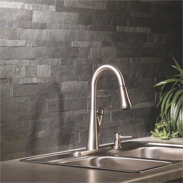 Aspect 6 In. x 24 In. Natural Stone Backsplash Peel & Stick, Charcoal Slate - LD SALE