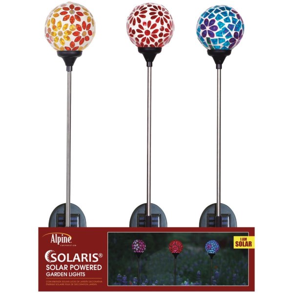Alpine Mosaic Glass Daisy 32 In. H. Solar Stake Light - LD SALE