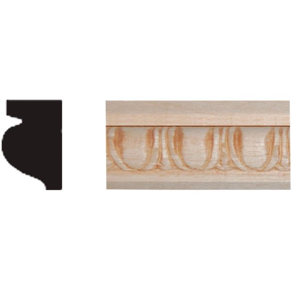 House of Fara 15/32 In. x 21/32 In. x 8 Ft. Hardwood Embossed Decorative Egg & Dart Detail Molding - LD SALE