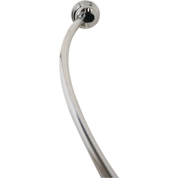 Zenith Zenna Home NeverRust 50 In. to 72 In. Adjustable Fixed or Tension Curved Shower Rod in Chrome - LD SALE
