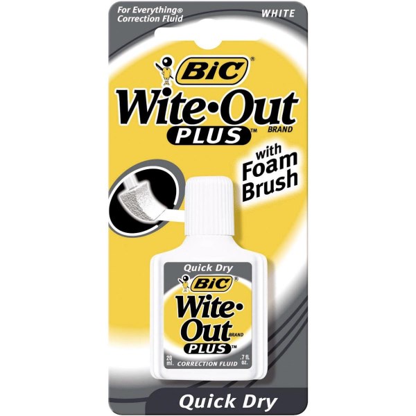 Bic Wite-Out Plus 0.7 Fl. Oz. Foam Brush Applicator Correction Fluid - LD SALE