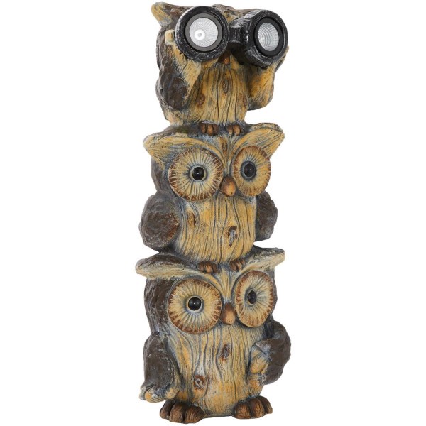 Alpine 25 In. H. Solar 3-Owl Statue with LED Binoculars - LD SALE