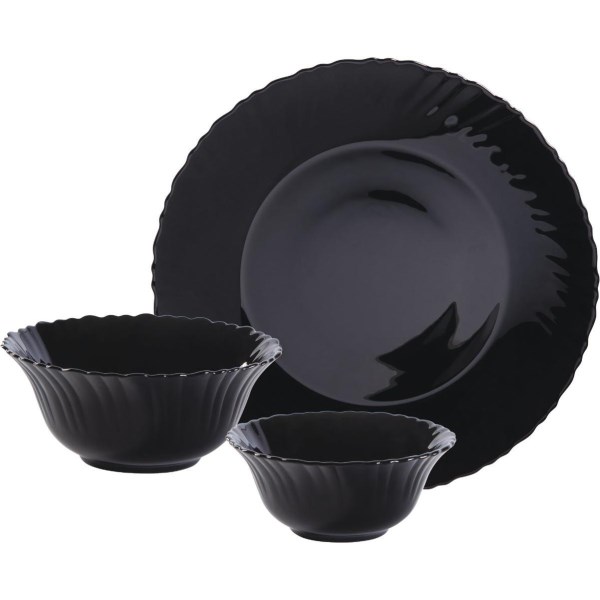Gibson Ultra Bandini Black Glass Dinnerware Set (12-Piece) - LD SALE