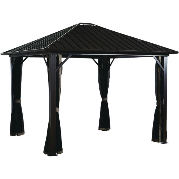 Sojag Genova 10 Ft. x 10 Ft. Brown Powder Coated Aluminum Gazebo with Galvanized Steel Roof - LD SALE