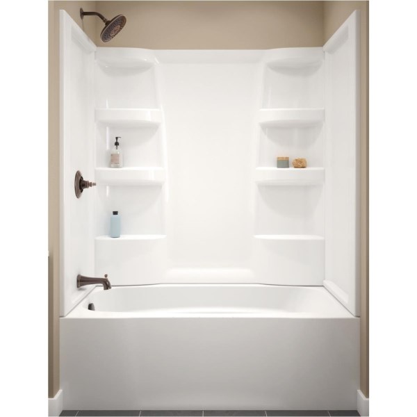 Delta Hycroft 3-Piece 60 In. L x 30 In. D (Bathtub) Tub Wall Kit in White - LD SALE