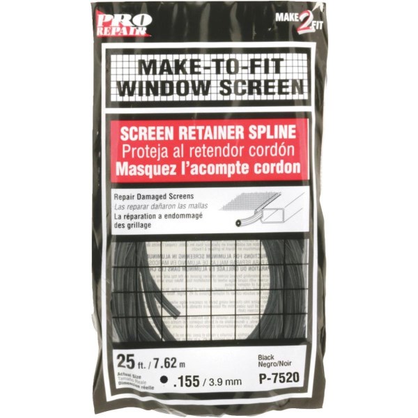 Prime-Line 0.155 In. Dia. x 25 Ft. L. Black Vinyl Screen Retainer Spline - LD SALE