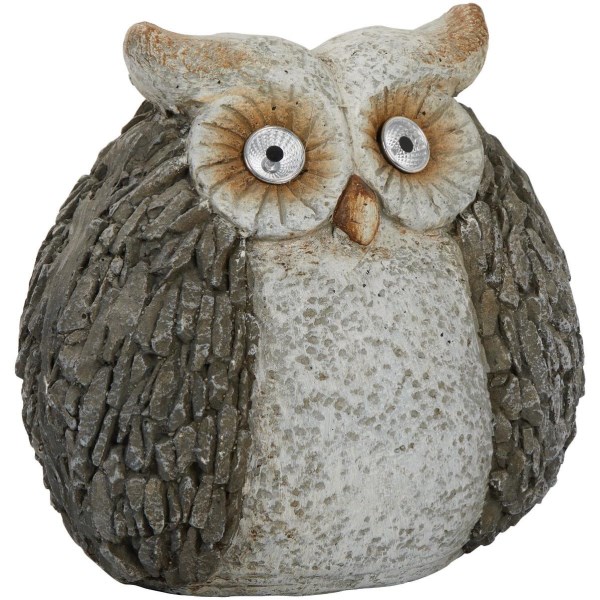 Alpine 13 In. H. Magnesia Owl Statue with Solar LED Eyes - LD SALE