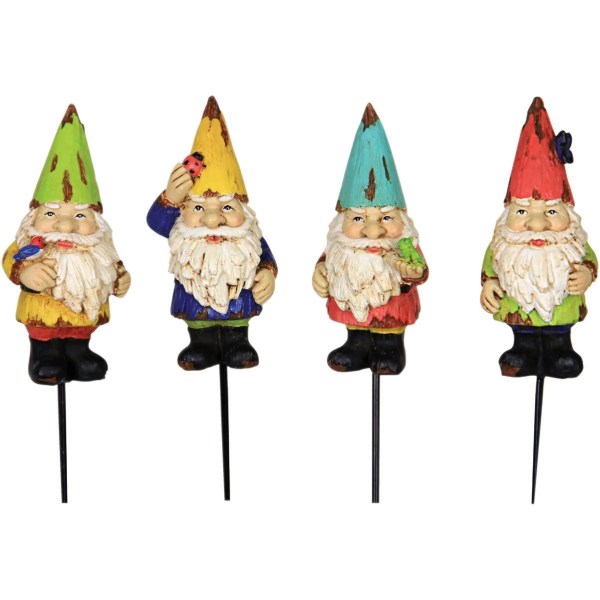Exhart 9 In. Colorful Resin Gnome Pot Stake - LD SALE