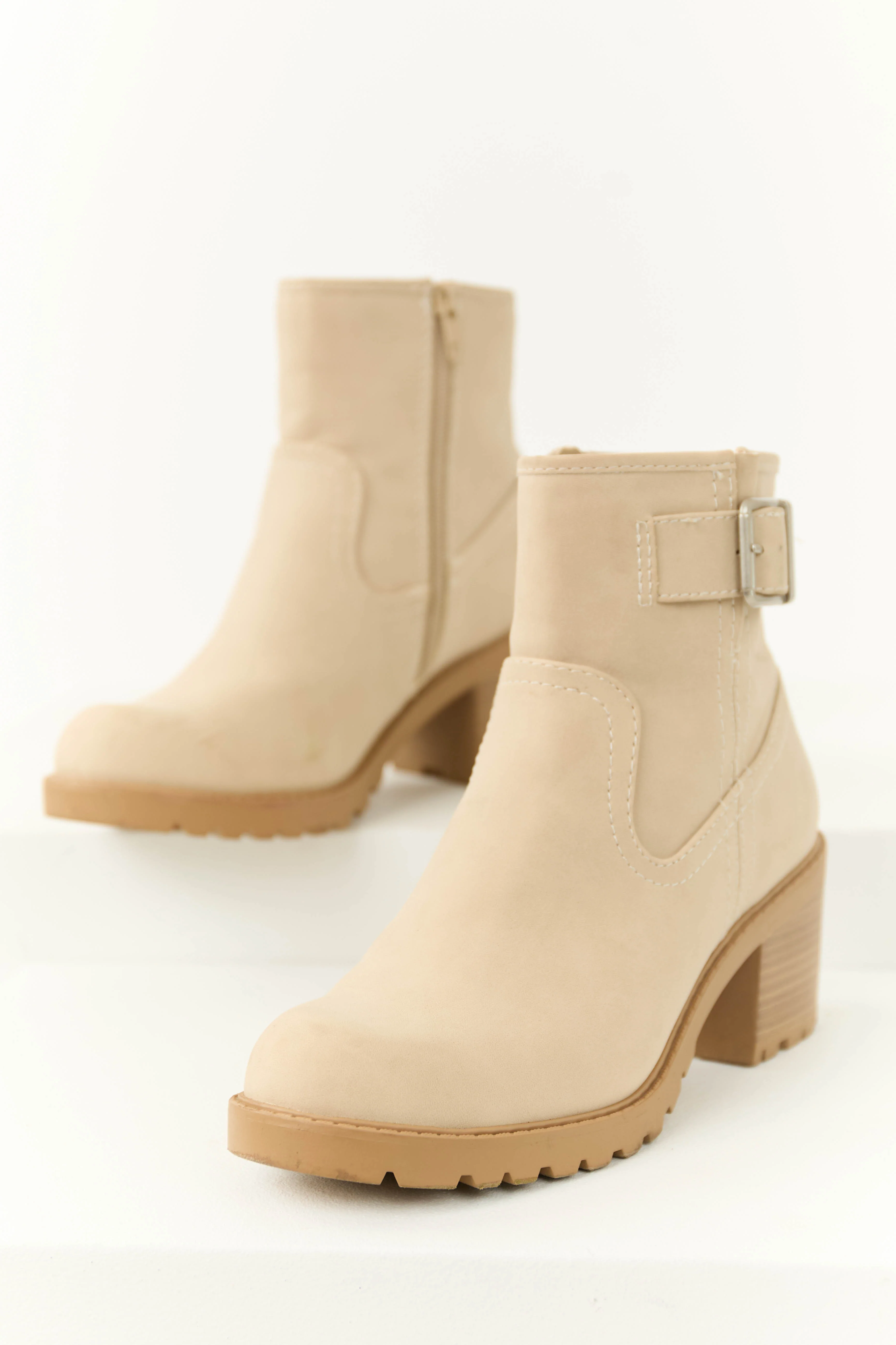Vanilla Block Heel Ankle Strap Short Booties - LD SALE