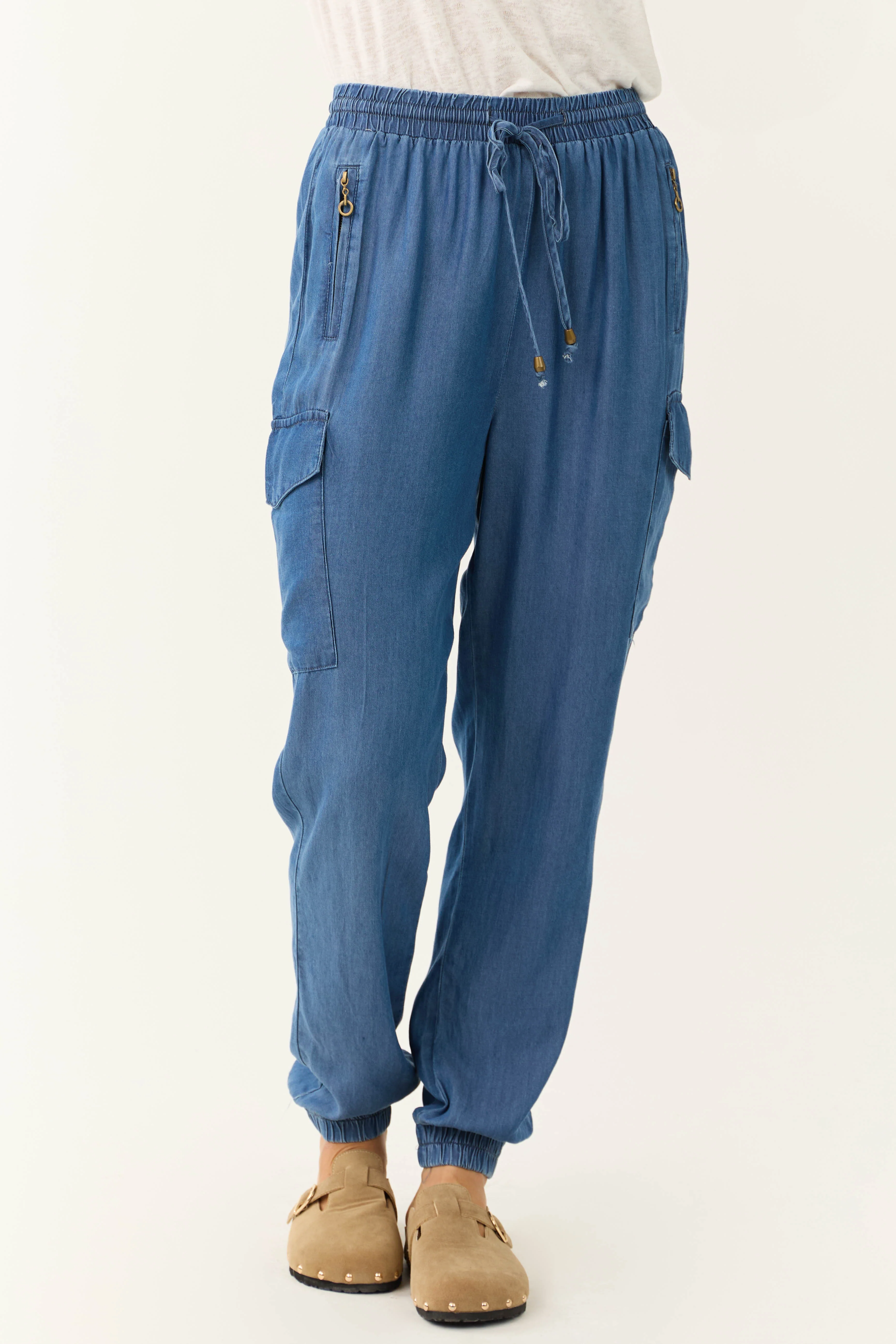 Cobalt Smocked Drawstring Waistband Joggers - LD SALE