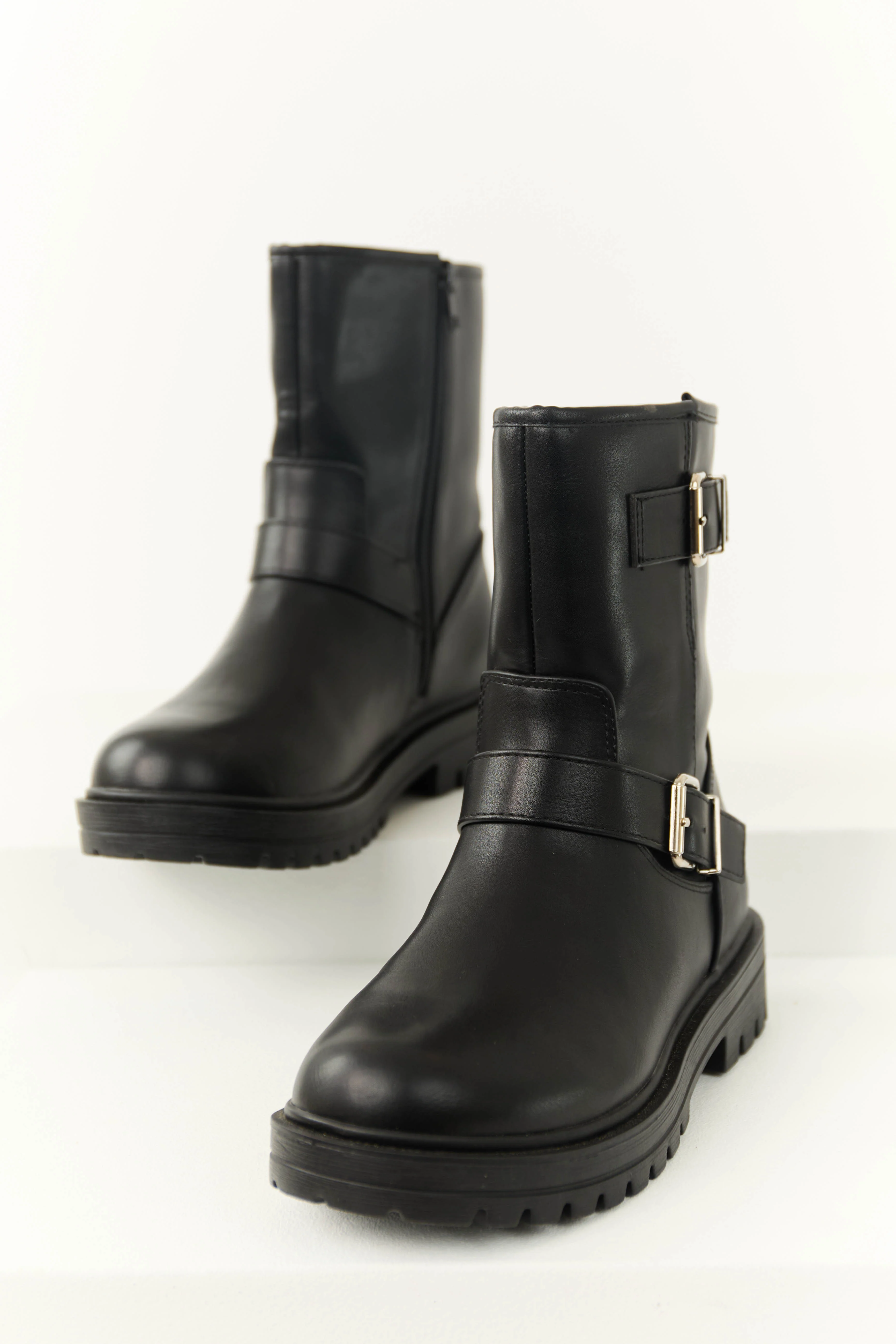 Black Double Buckle Short Boot - LD SALE