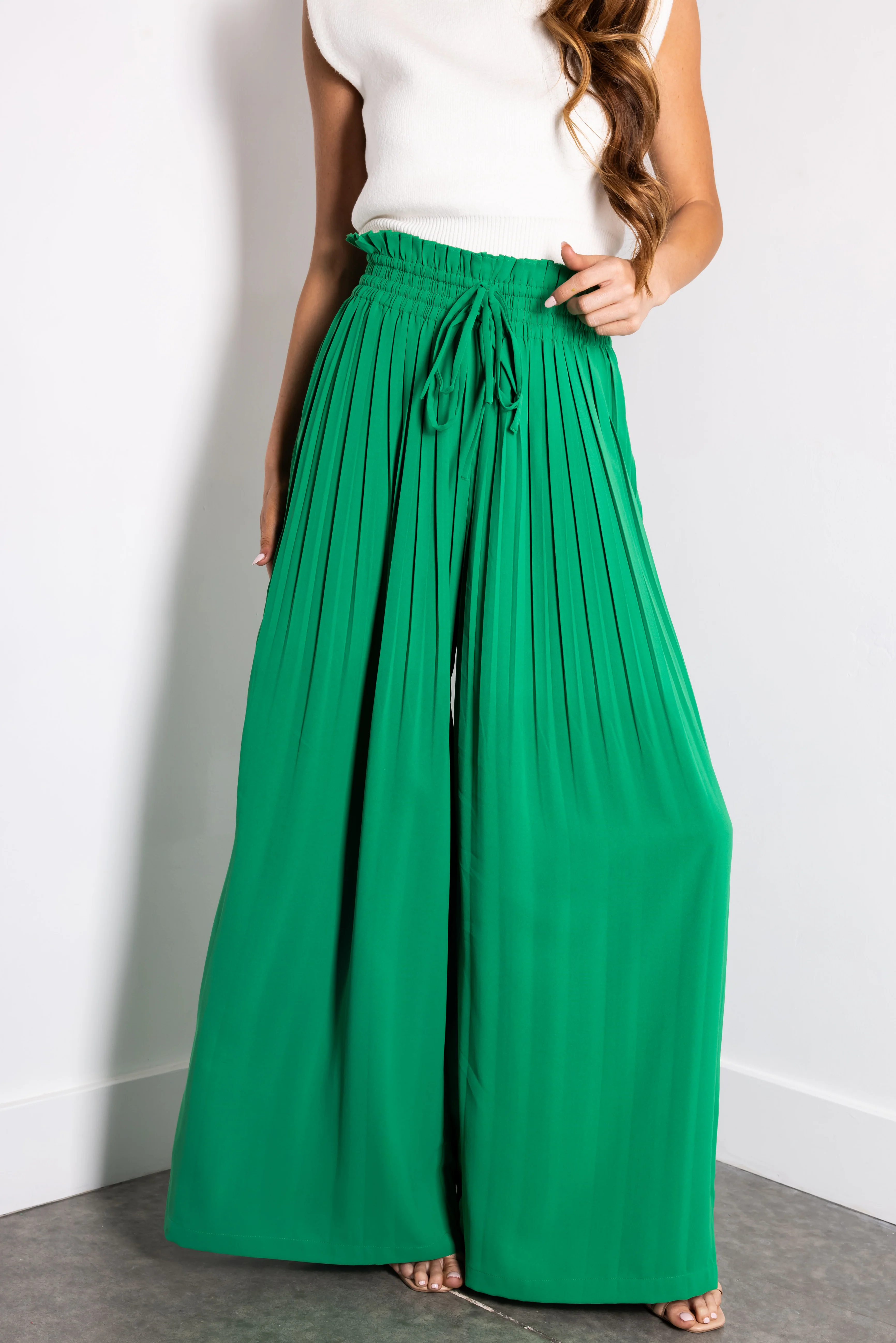 Flying Tomato Jade Pleated Wide Leg Woven Pants - LD SALE