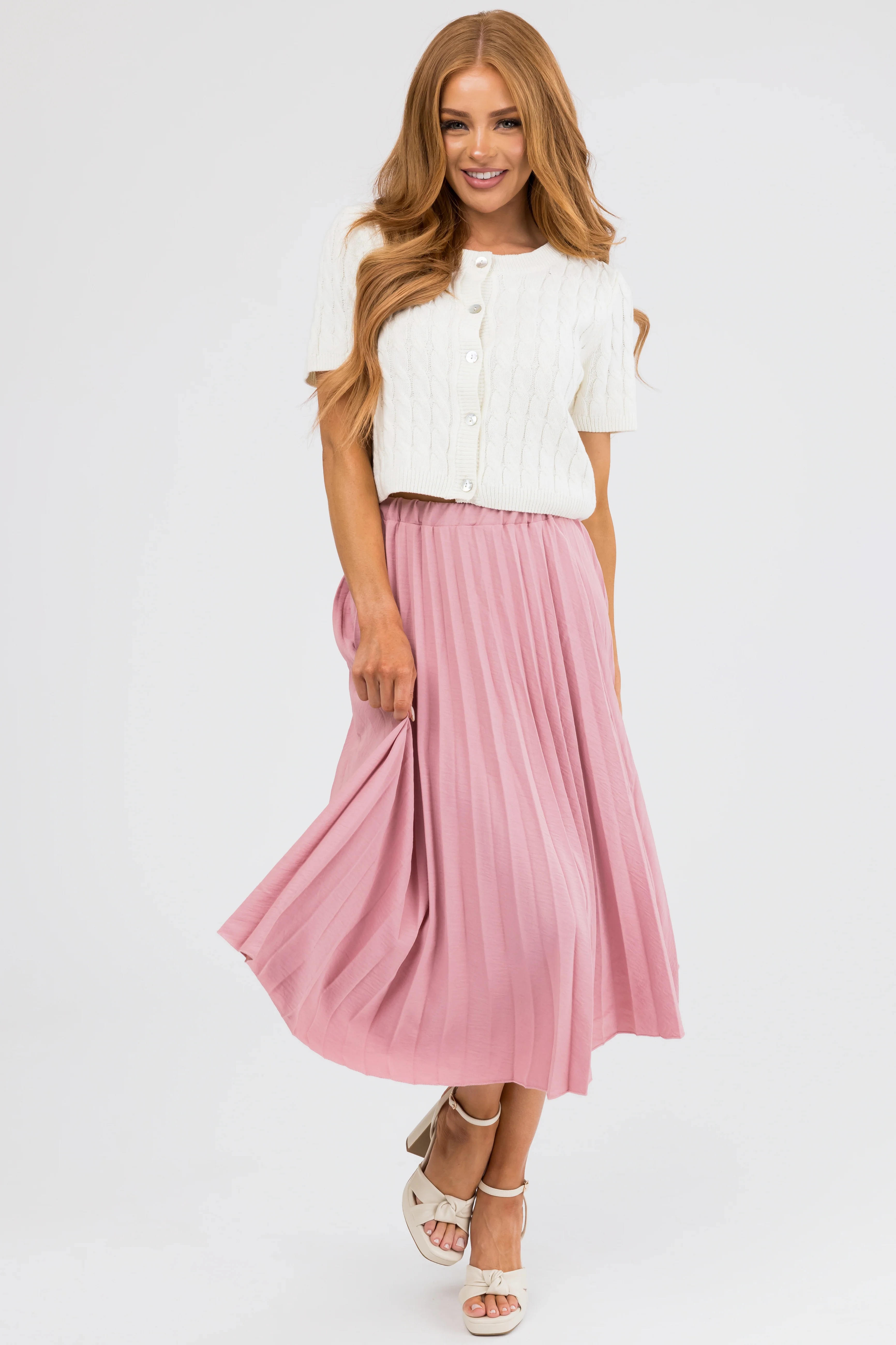 She+Sky Cream Short Sleeve Cardigan - LD SALE