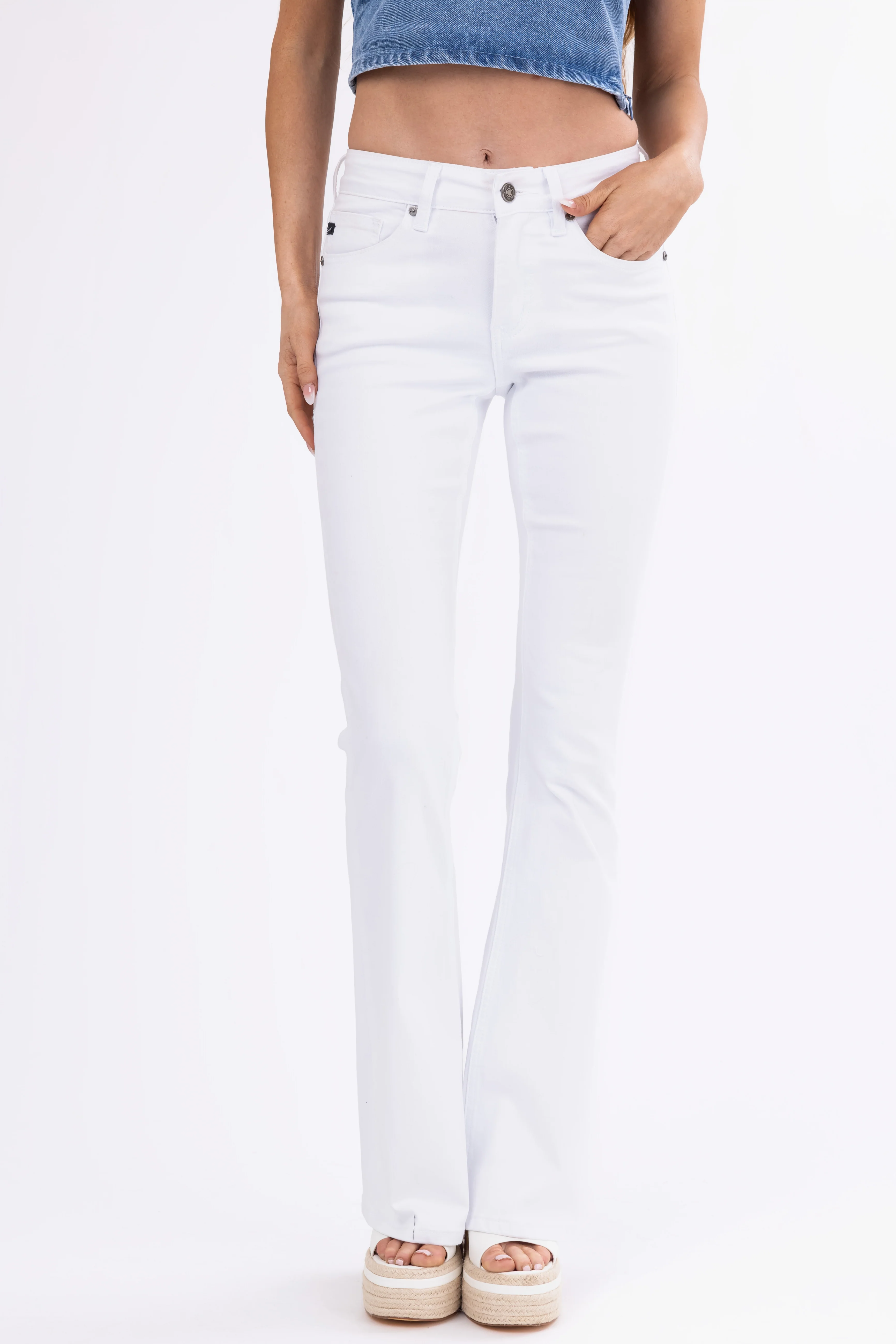 KanCan White Mid Rise Flare Jeans - LD SALE