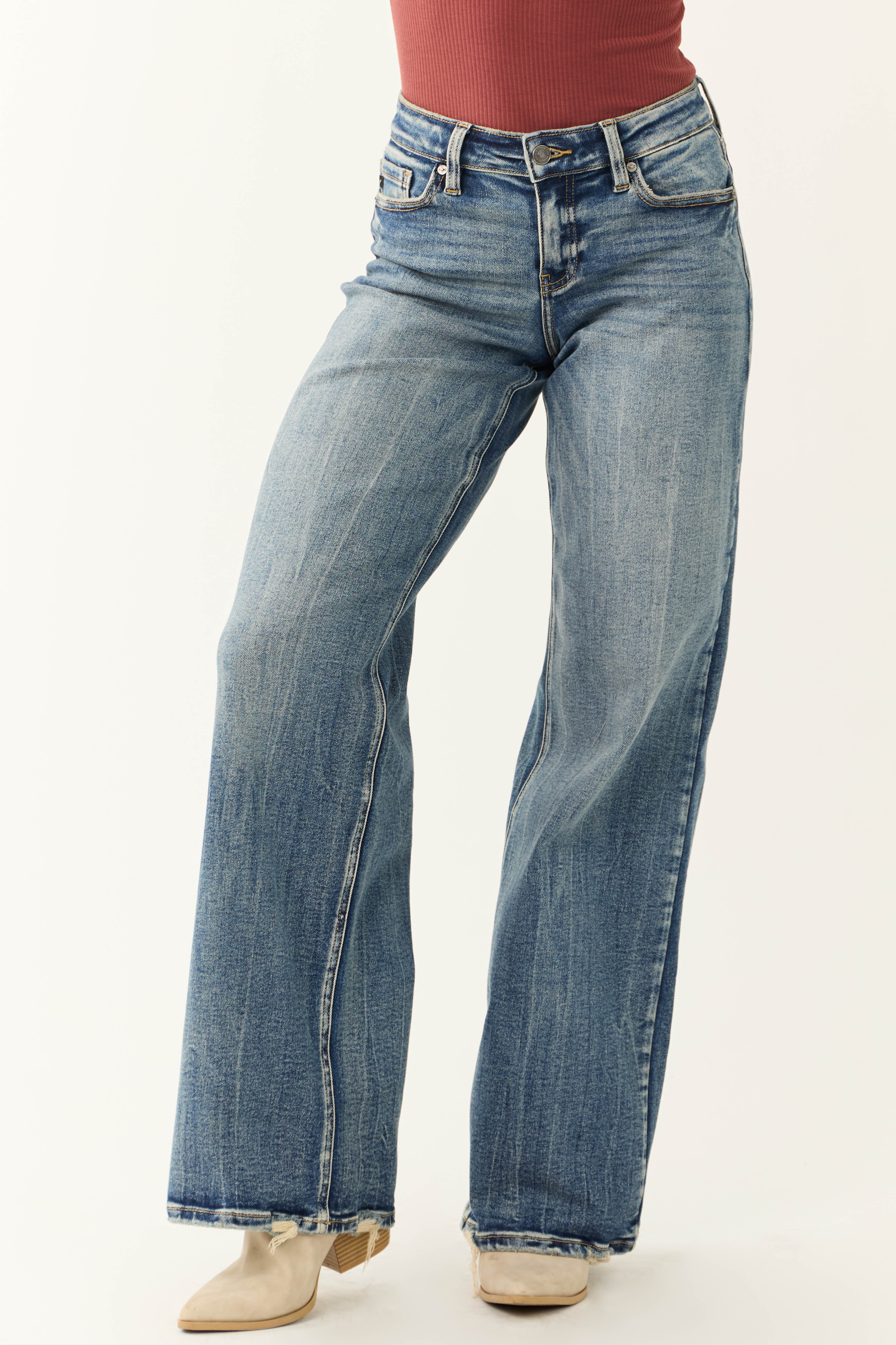 KanCan Dark Wash Mid Rise Wide Leg Jeans - LD SALE