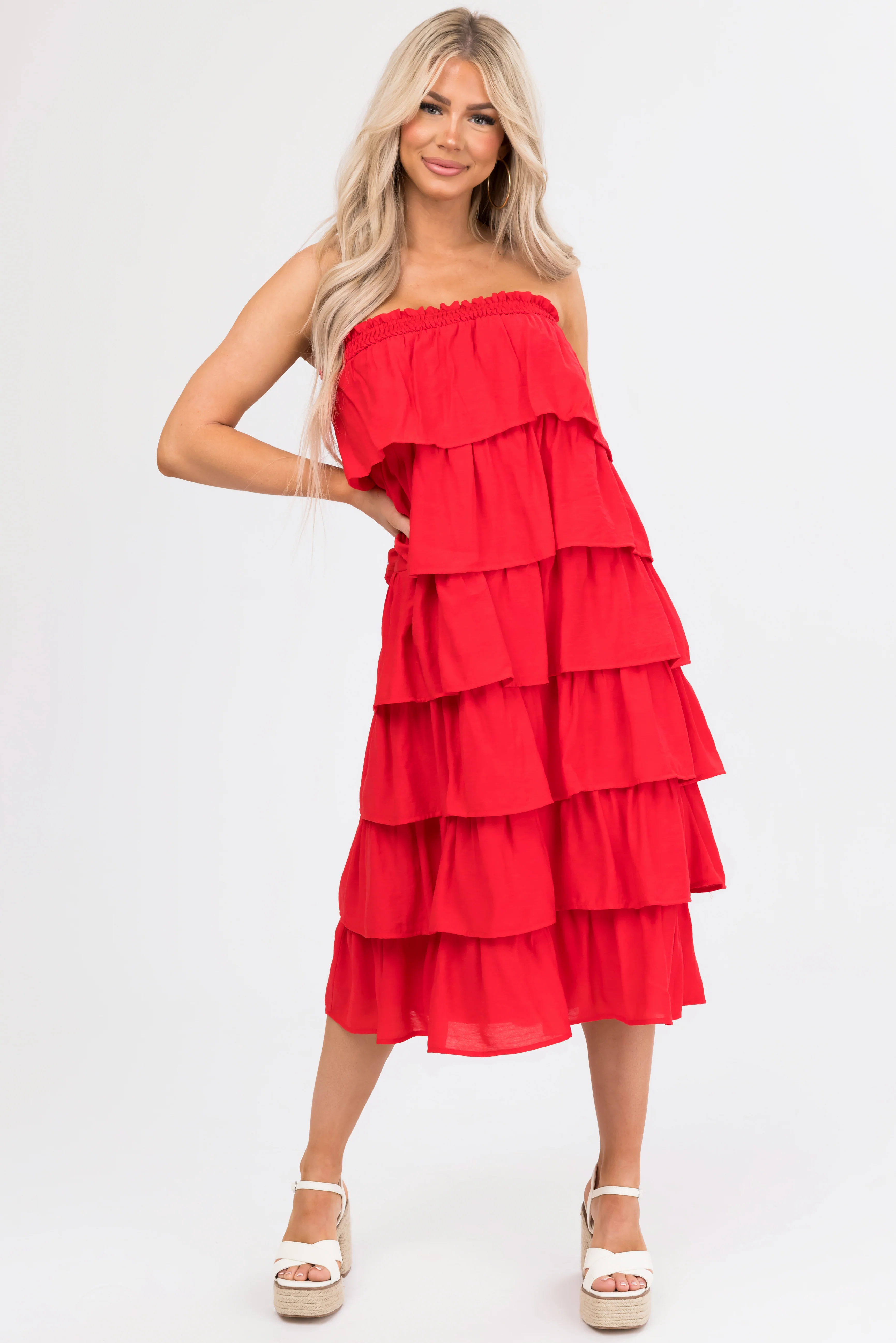 Scarlet Ruffle Convertible Maxi Skirt Midi Dress - LD SALE