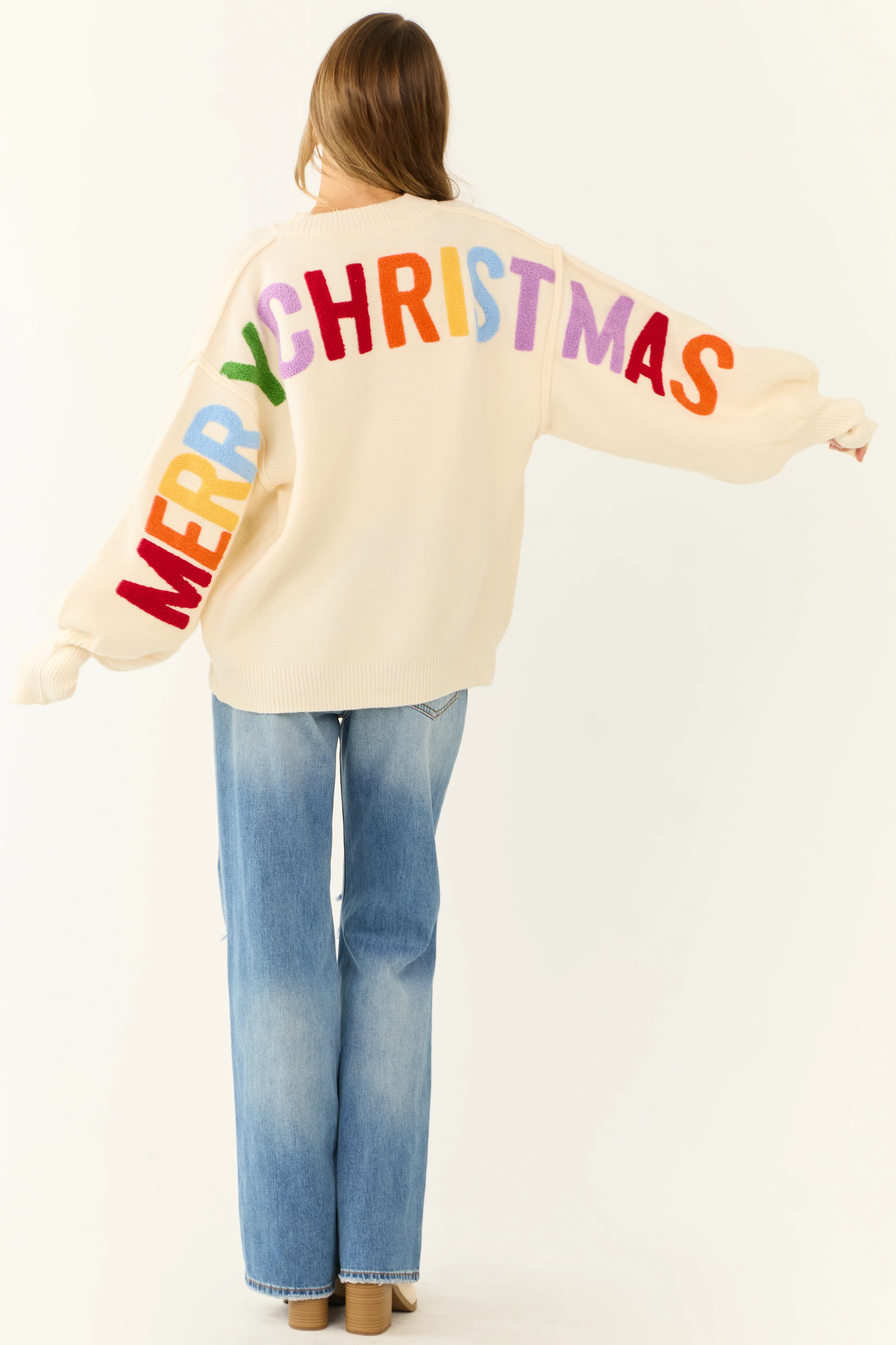 Cream HO HO HO Multicolor Graphic Knit Sweater - LD SALE