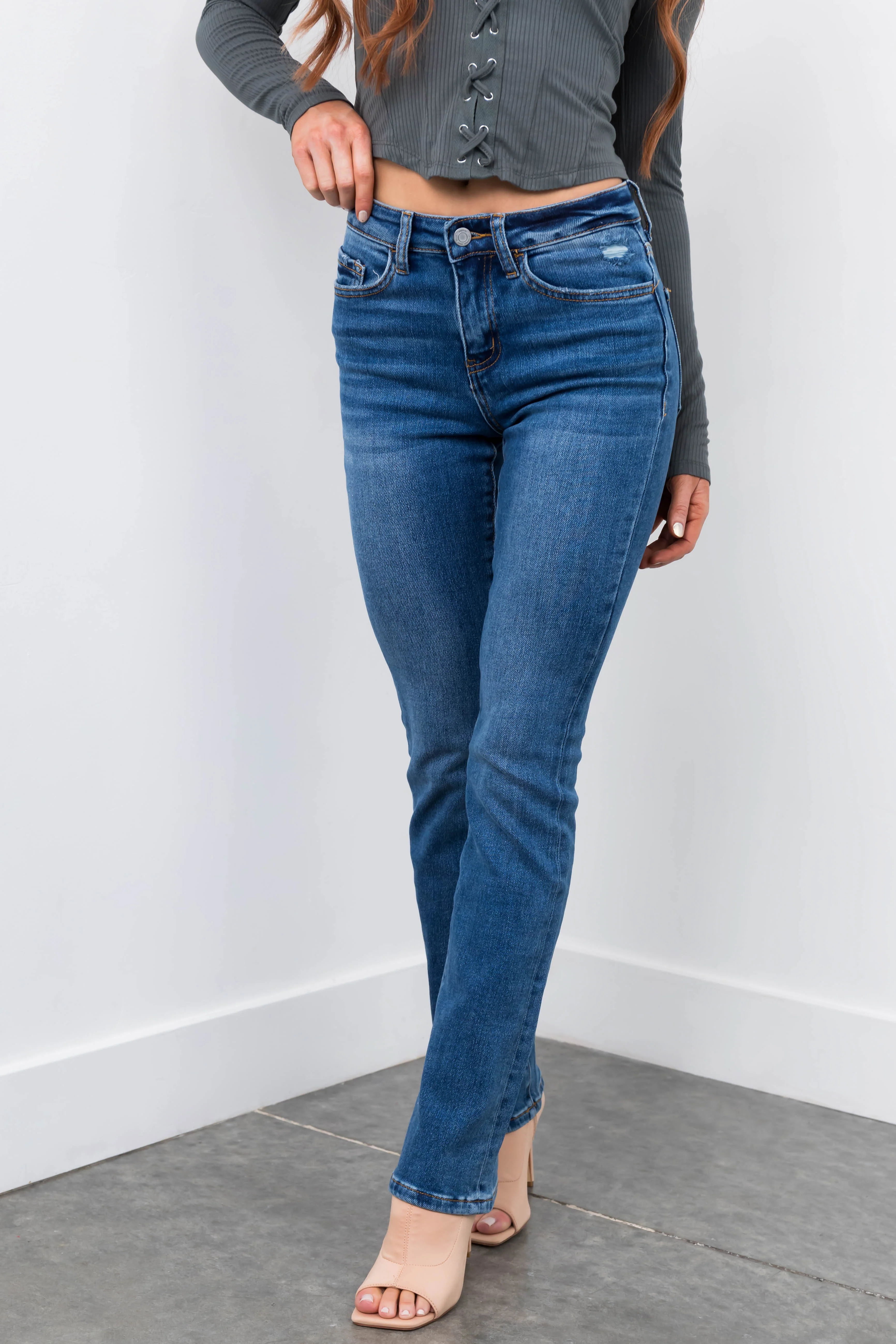 Vervet Medium Wash High Rise Bootcut Jeans - LD SALE