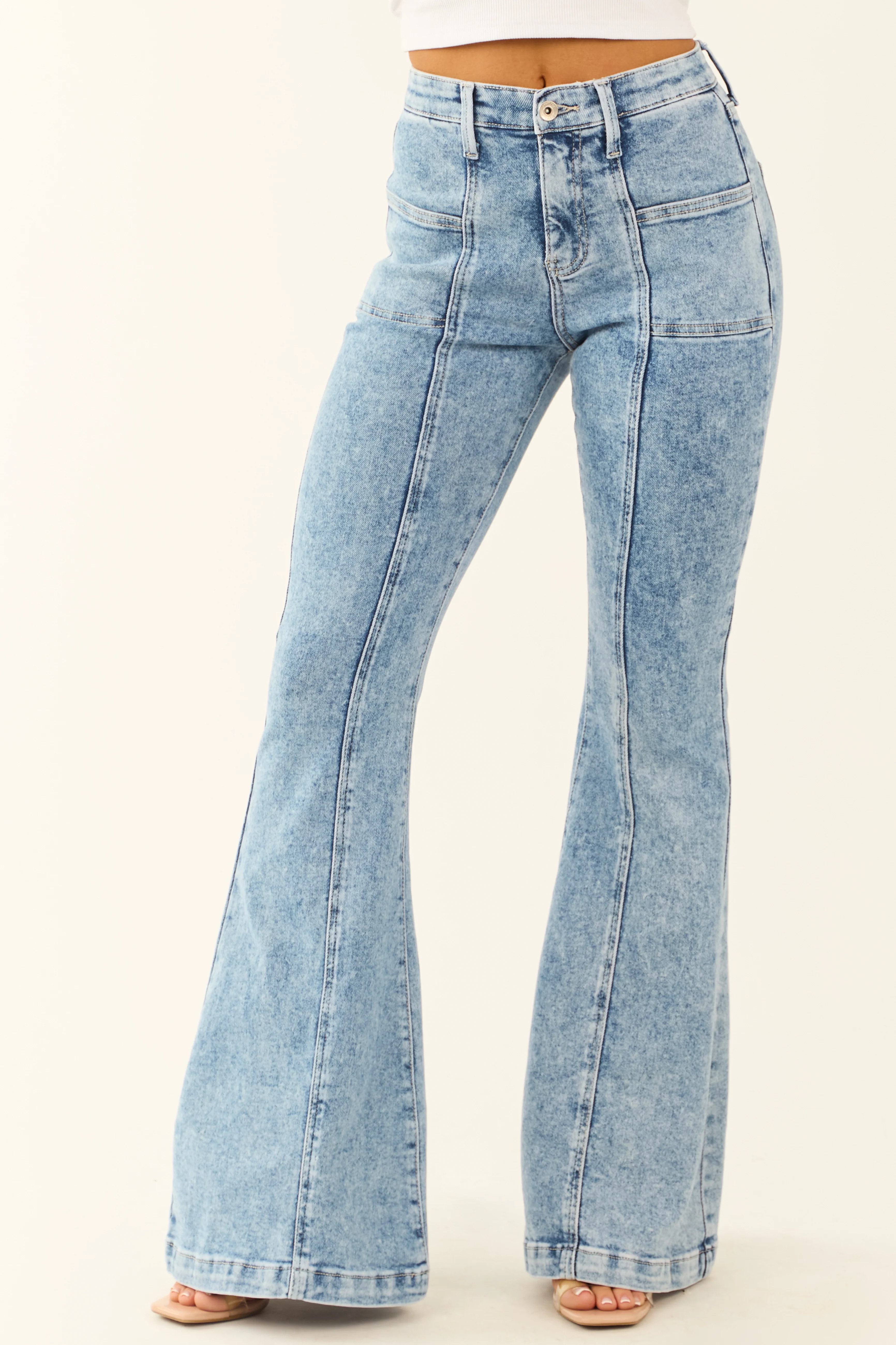 Special A Light Wash Flare Tummy Control Jeans - LD SALE