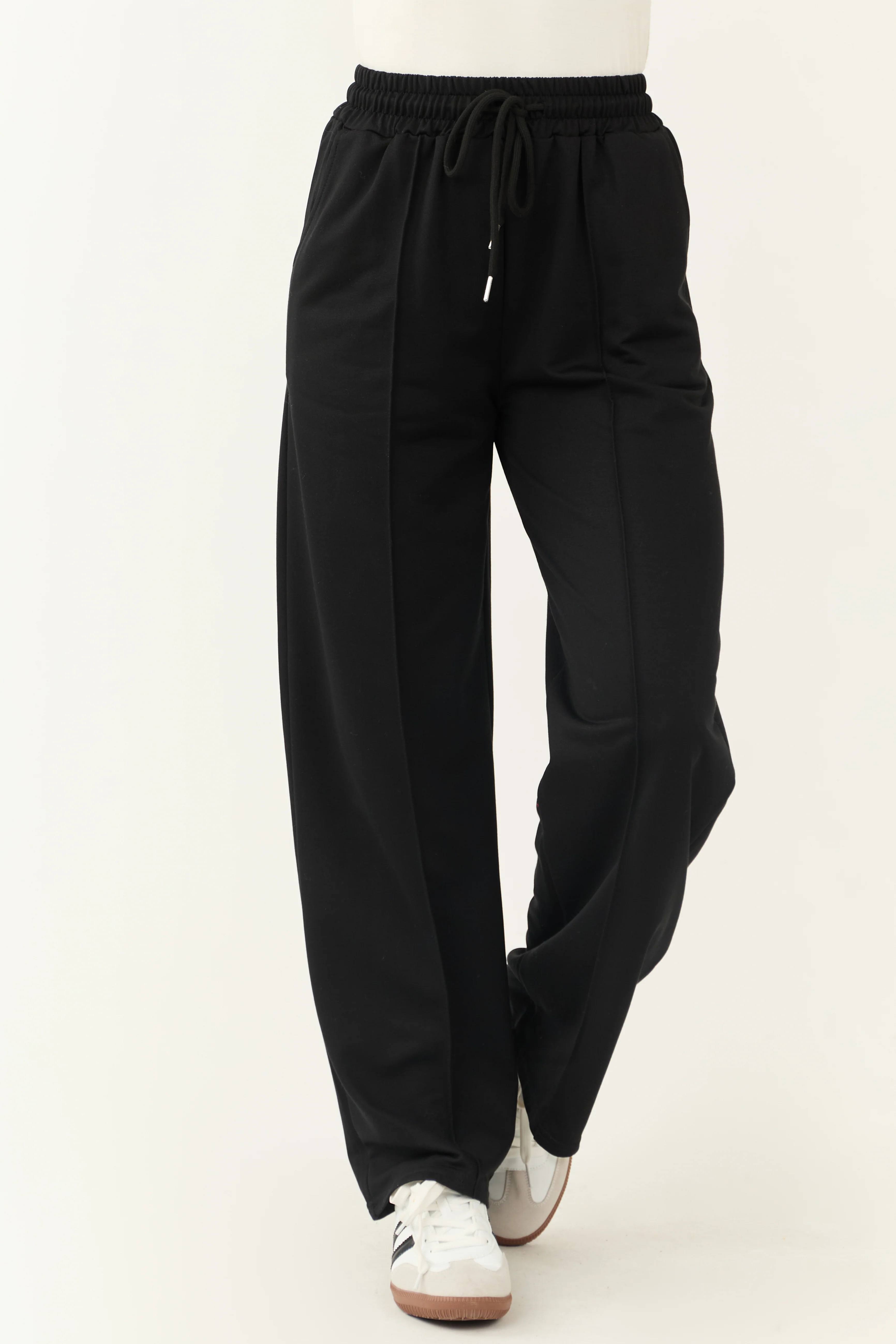 Black Wide Leg Drawstring Sweatpants - LD SALE