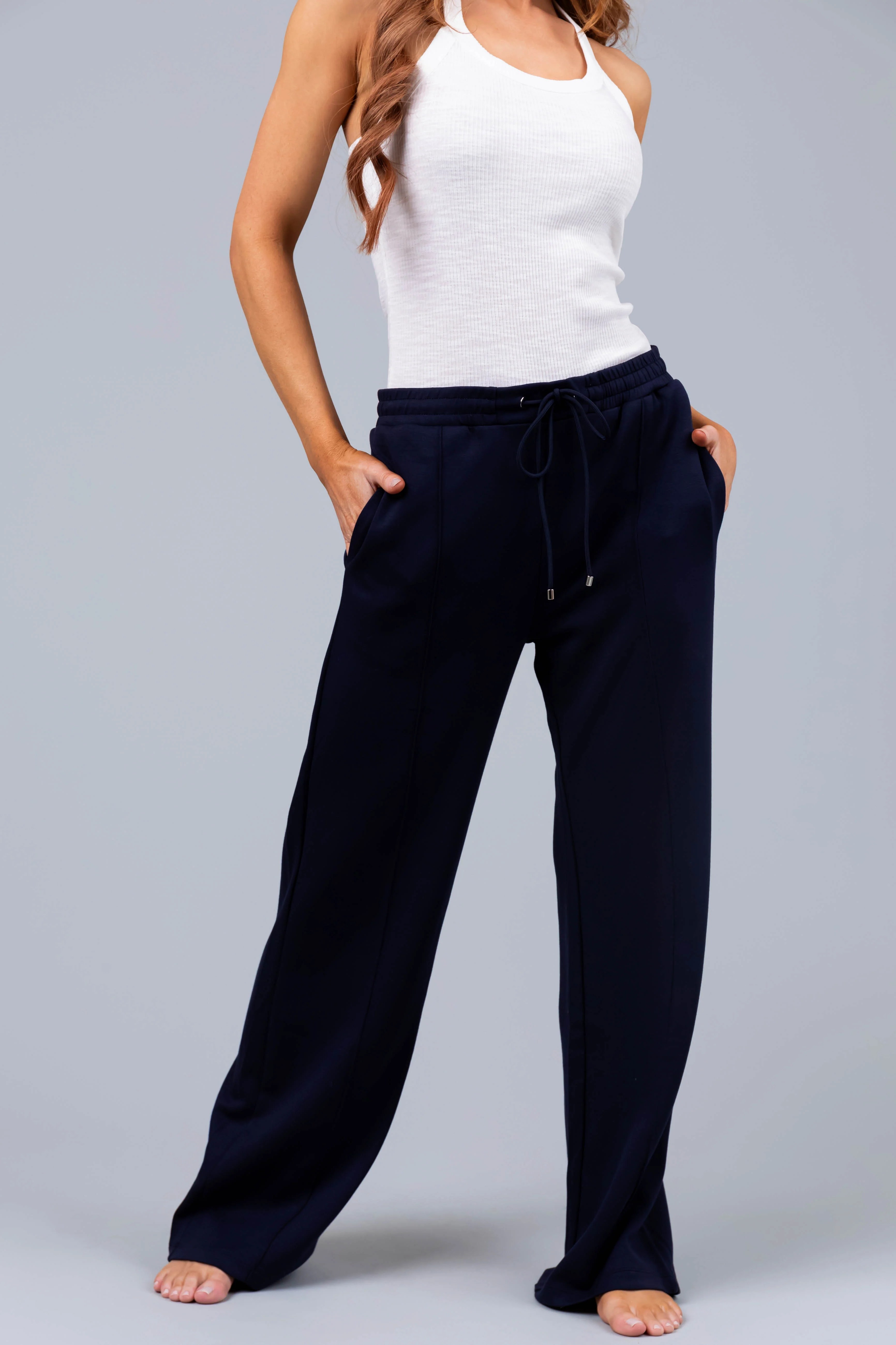 Navy Straight Leg Drawstring Comfy Pants - LD SALE