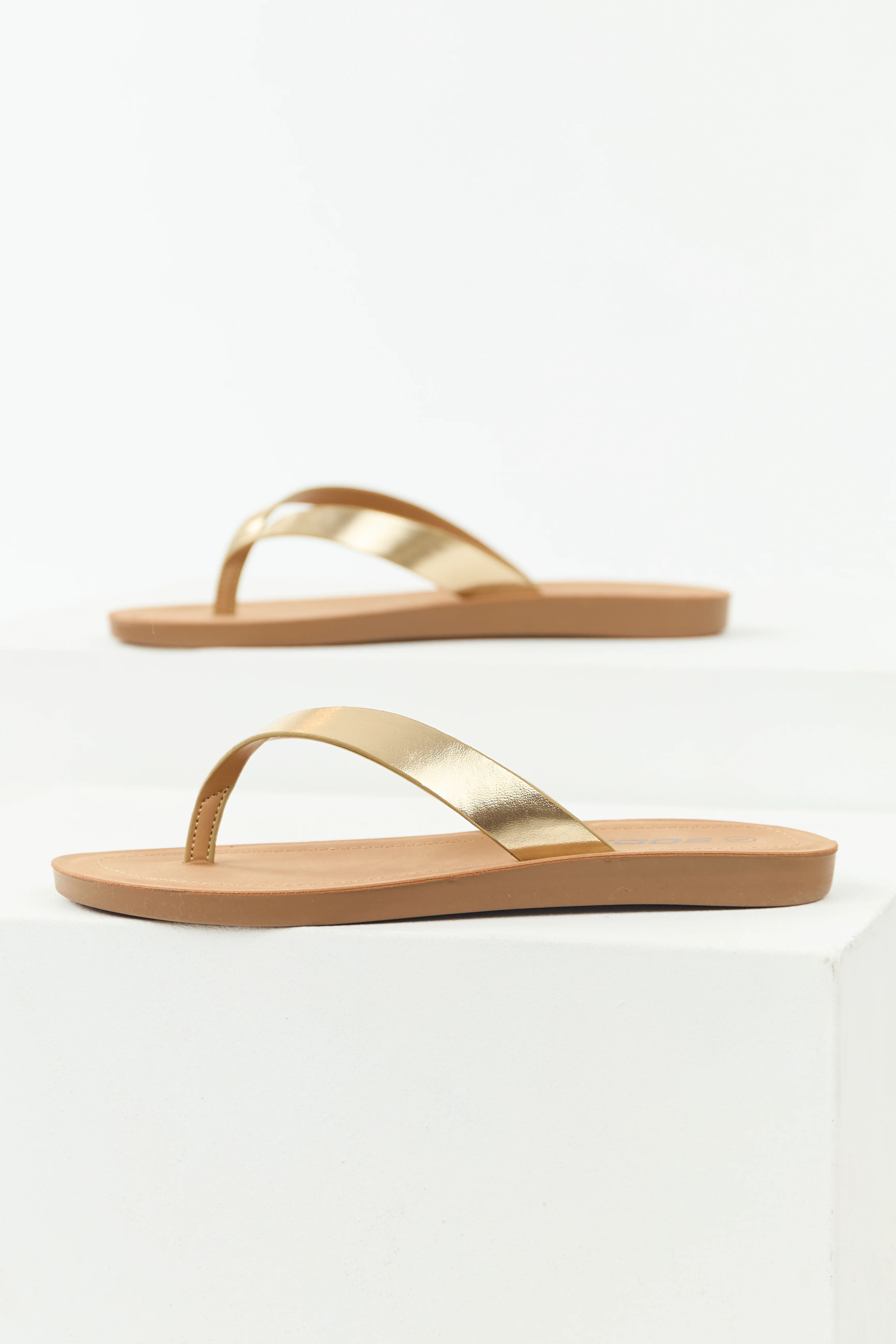 Brown Sugar Thong Sandal with Gold Strap - LD SALE