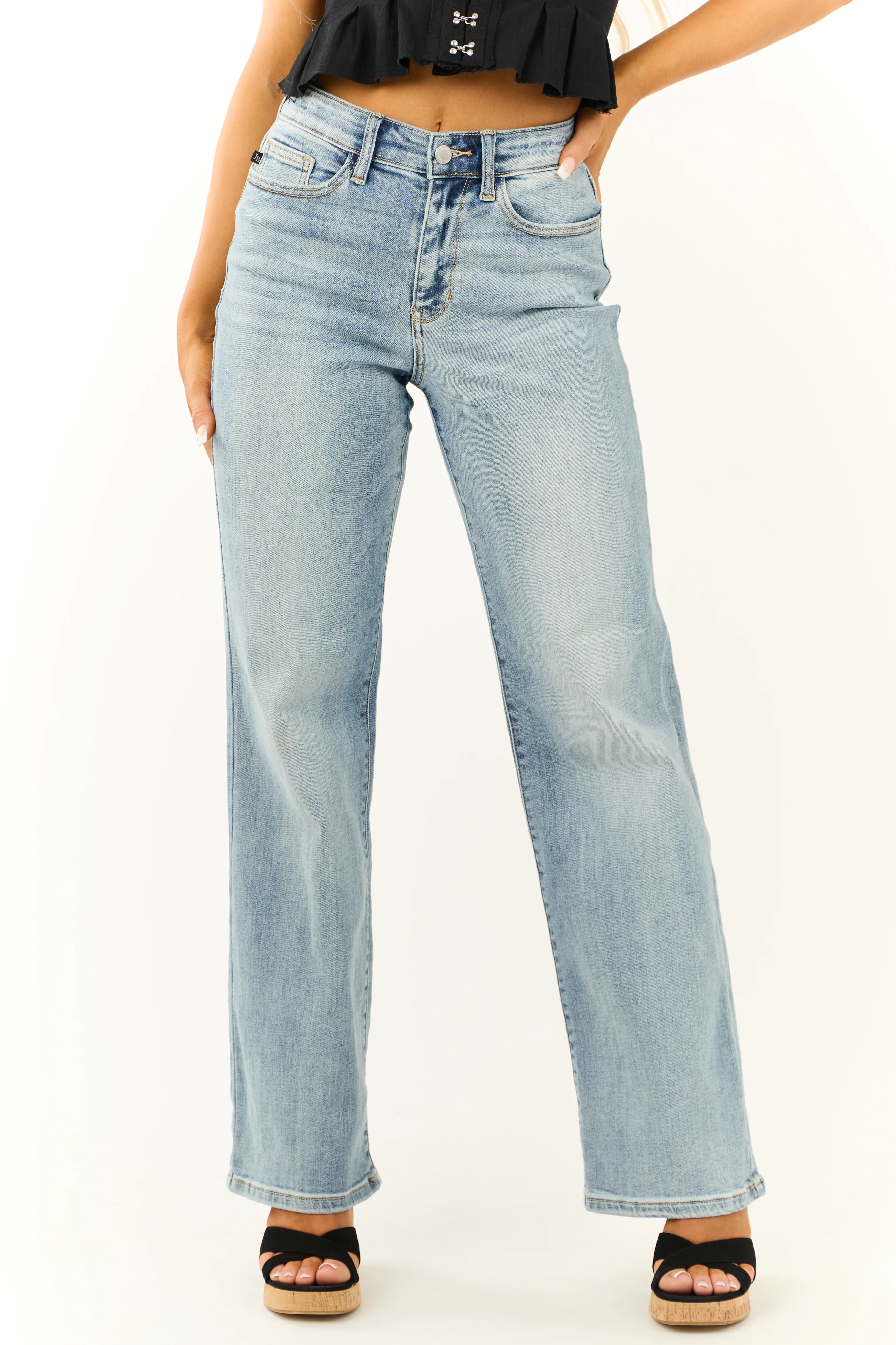Judy Blue Light Wash High Rise Straight Leg Jeans - LD SALE