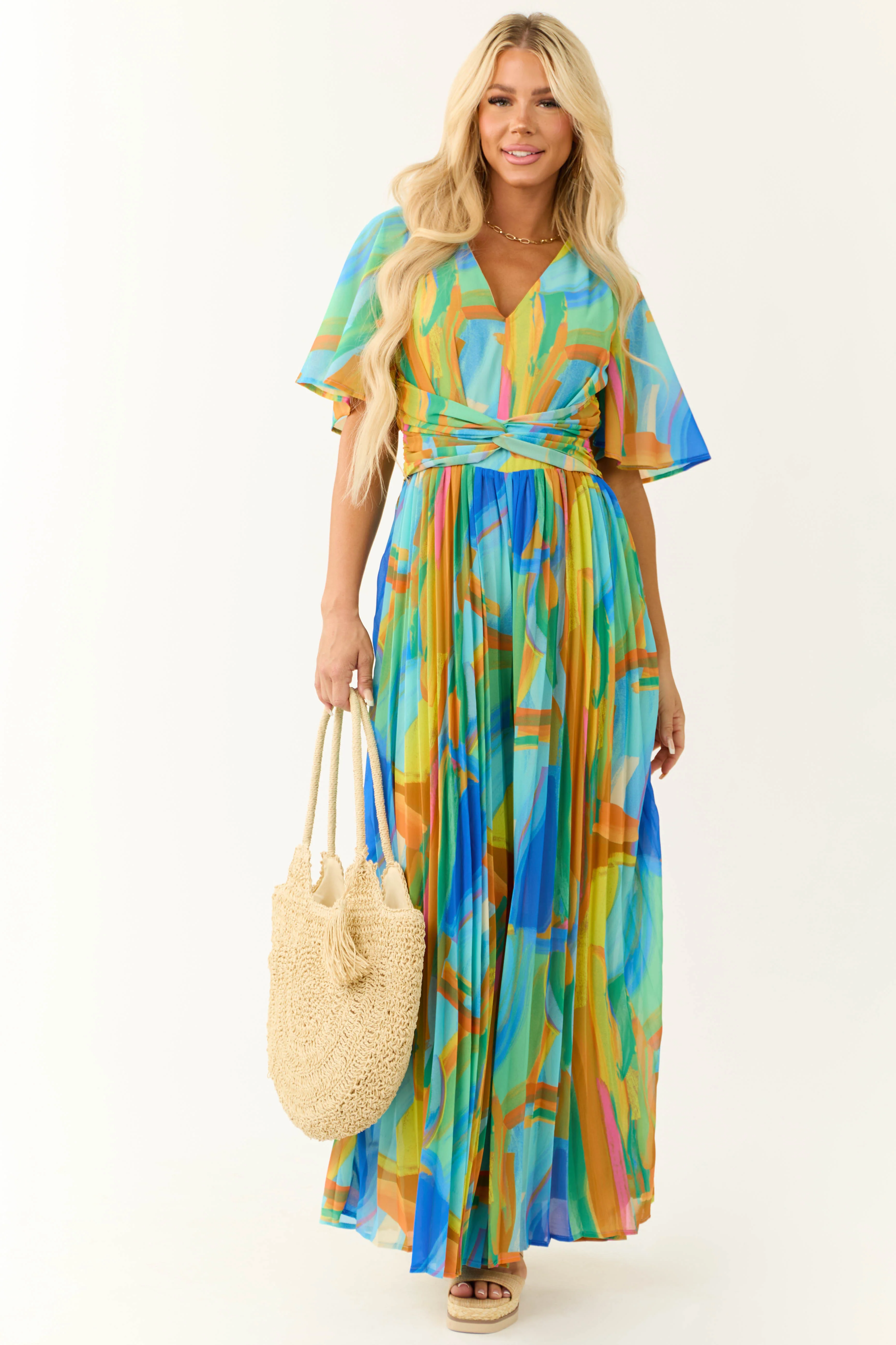 Flying Tomato Baby Blue Abstract Print Jumpsuit - LD SALE