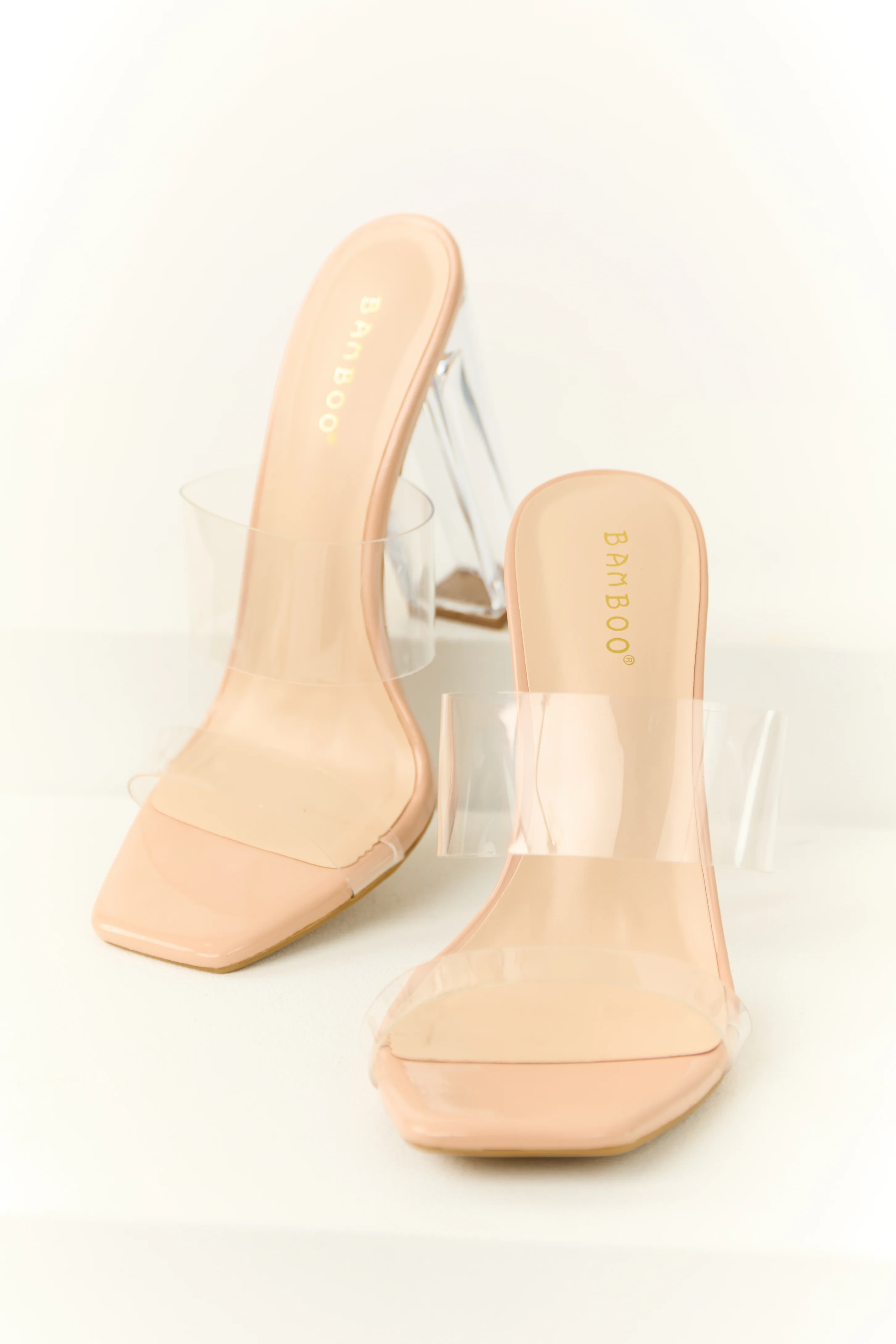 Tea Rose Clear Block Heels - LD SALE