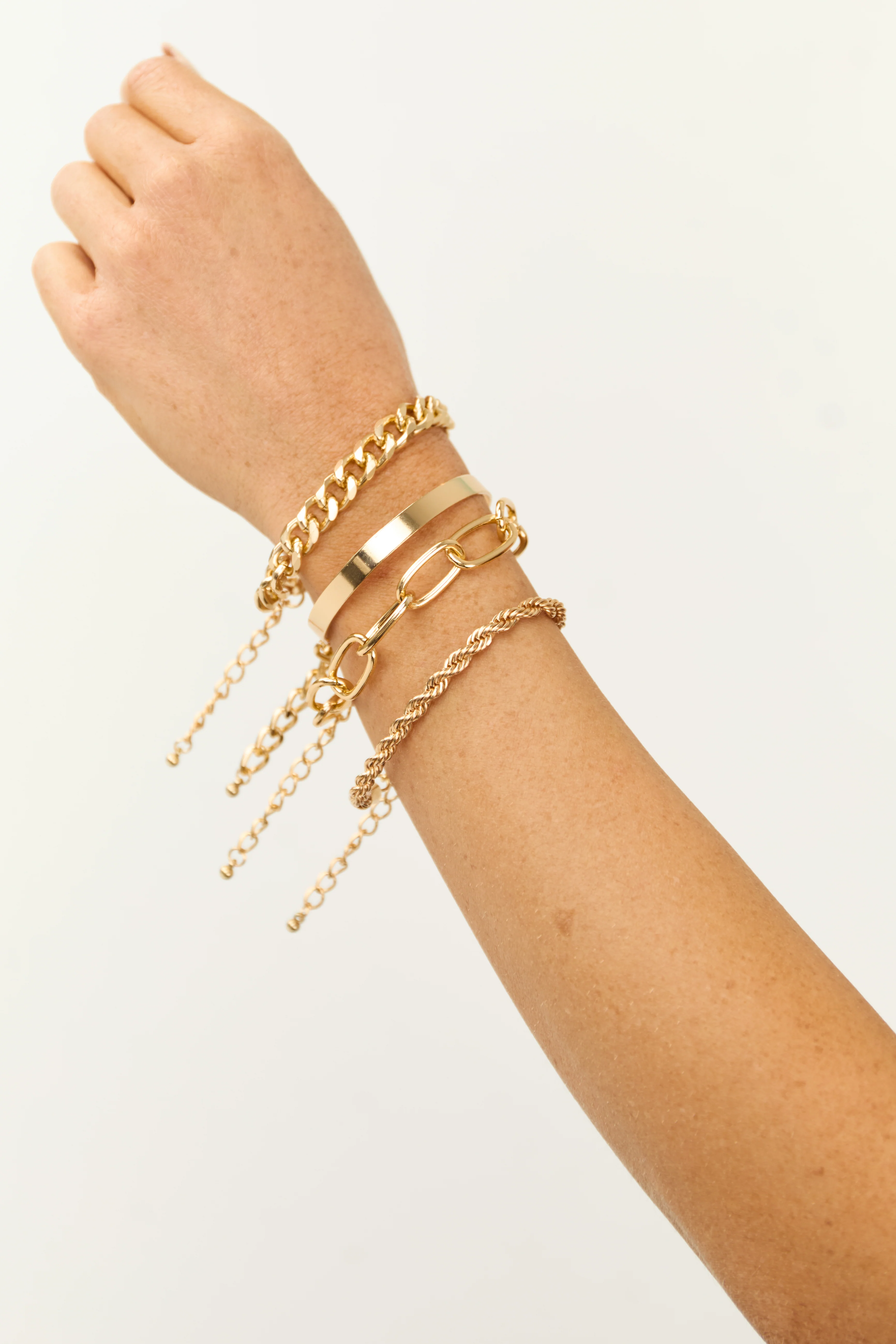 Gold Chain Link 4 Piece Bracelet Set - LD SALE