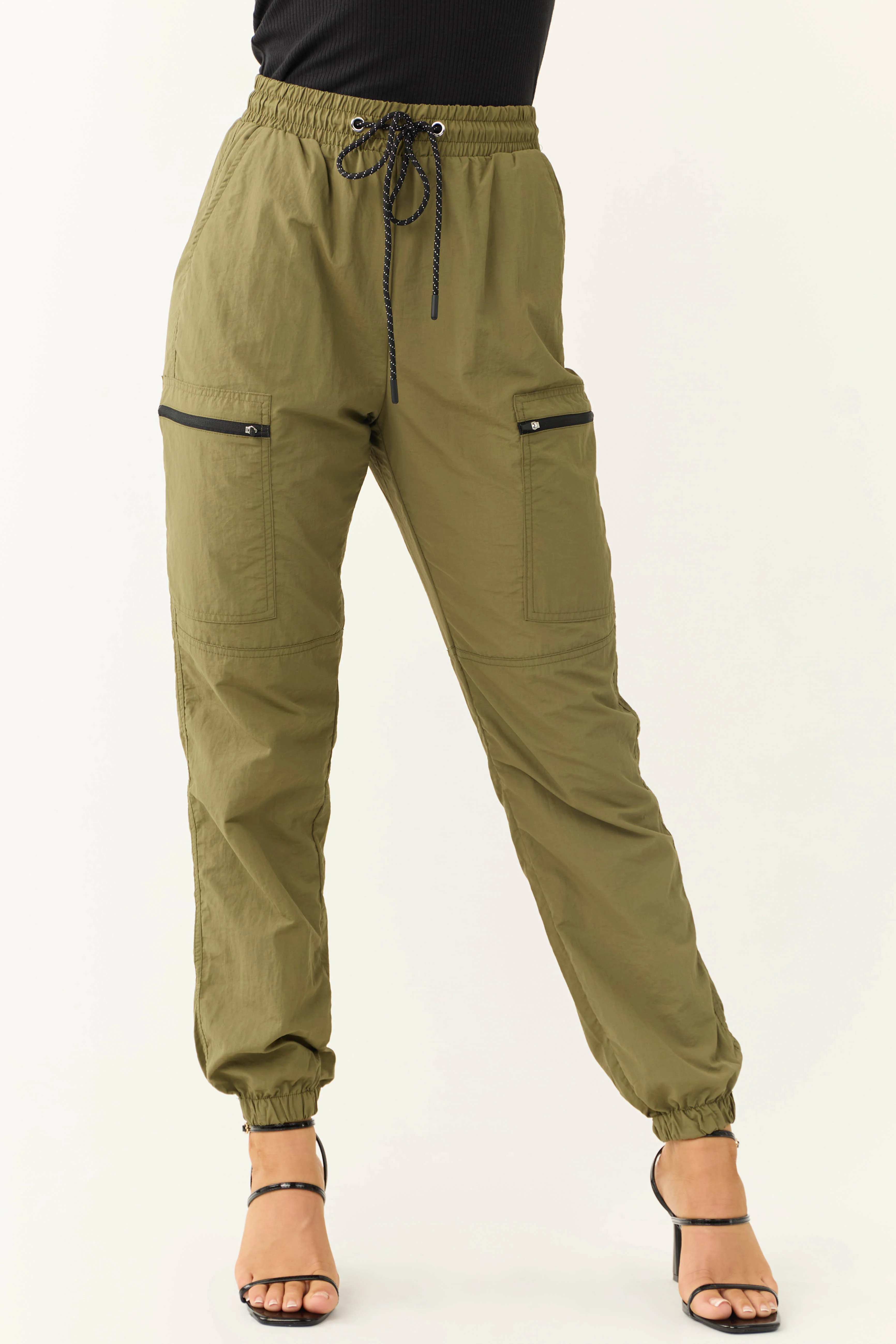Olive Zipper Pocket Windbreaker Joggers - LD SALE