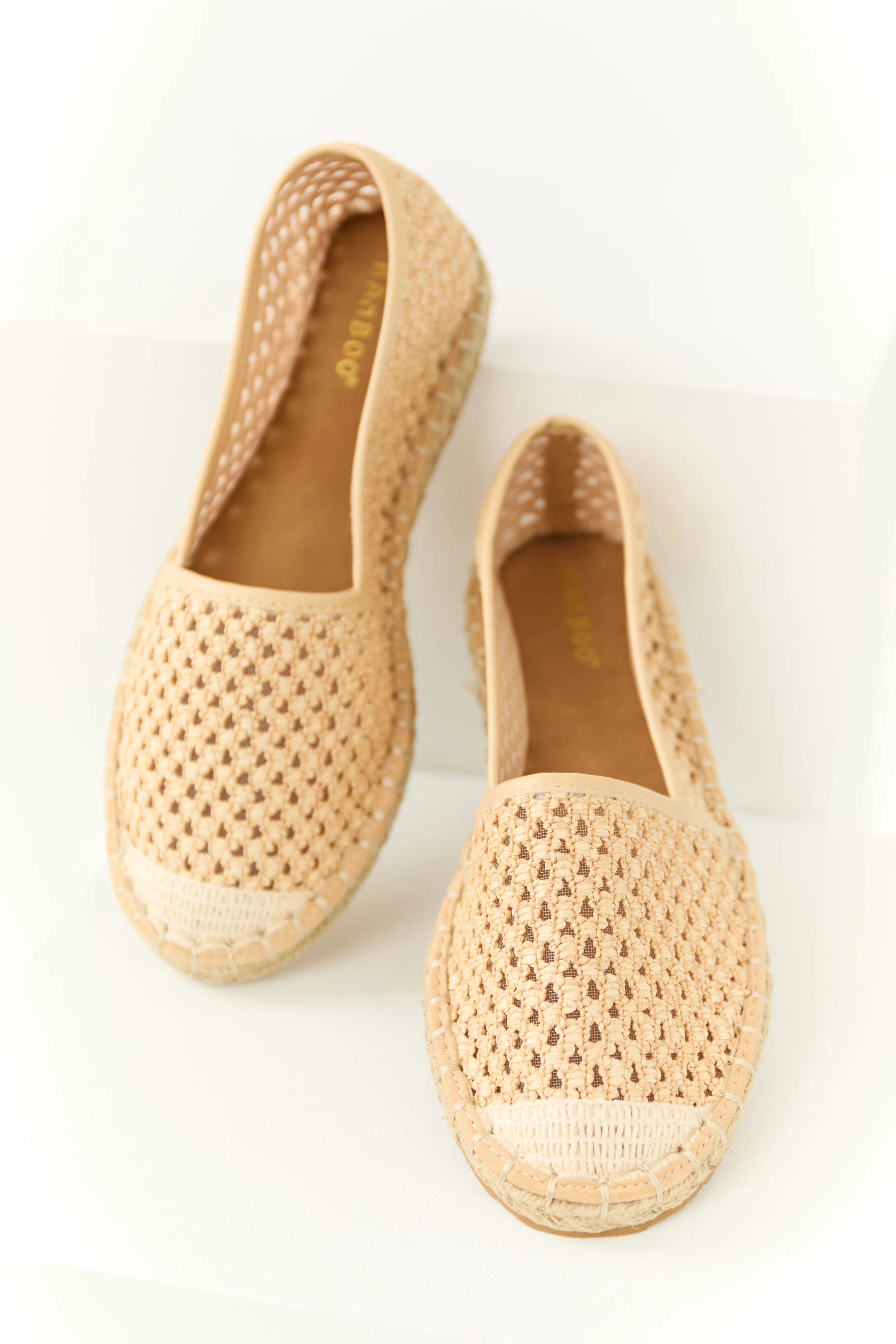 Peach Woven Rounded Toe Slip On Espadrilles - LD SALE