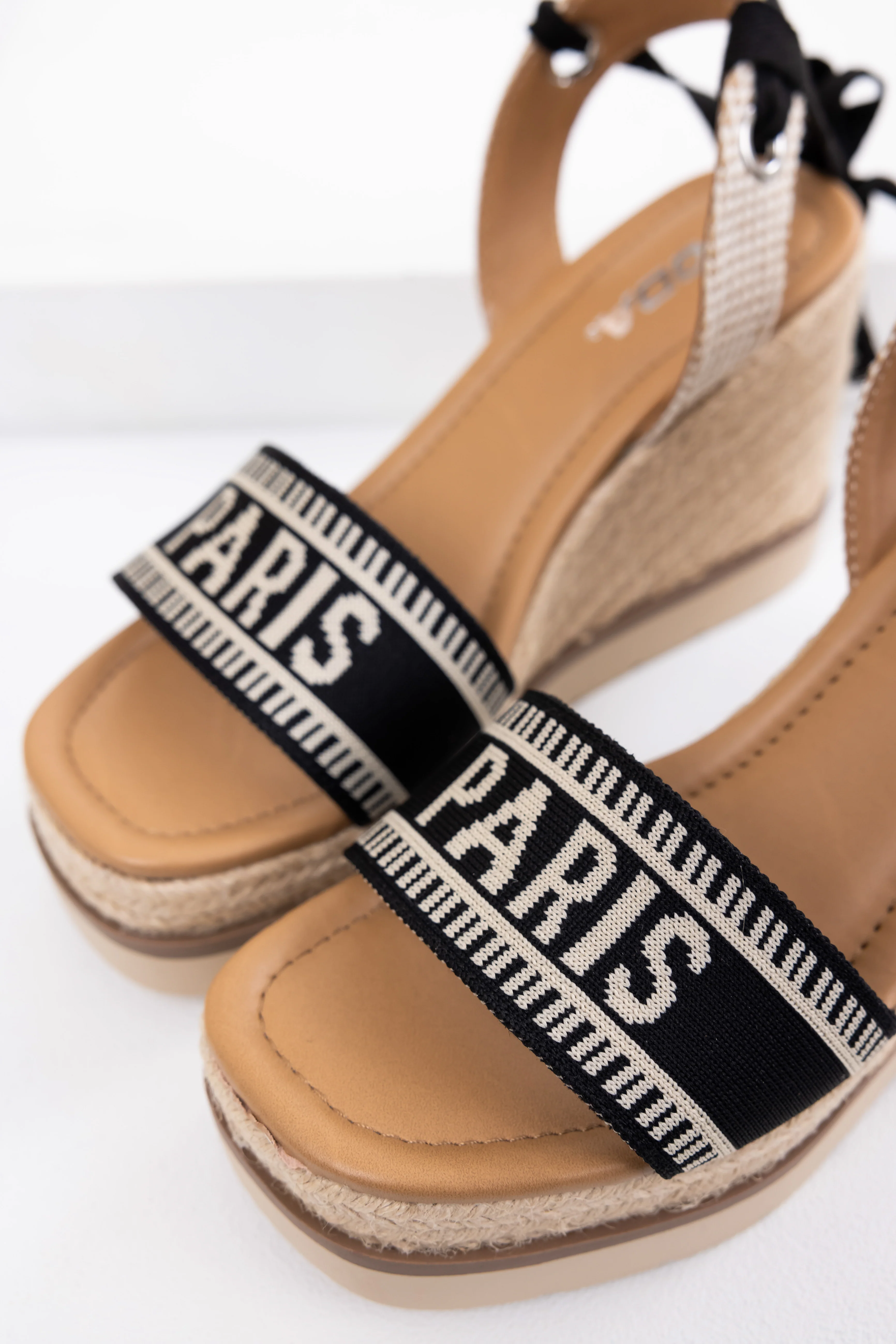 Black 'Paris' Espadrille Platform Wedges - LD SALE
