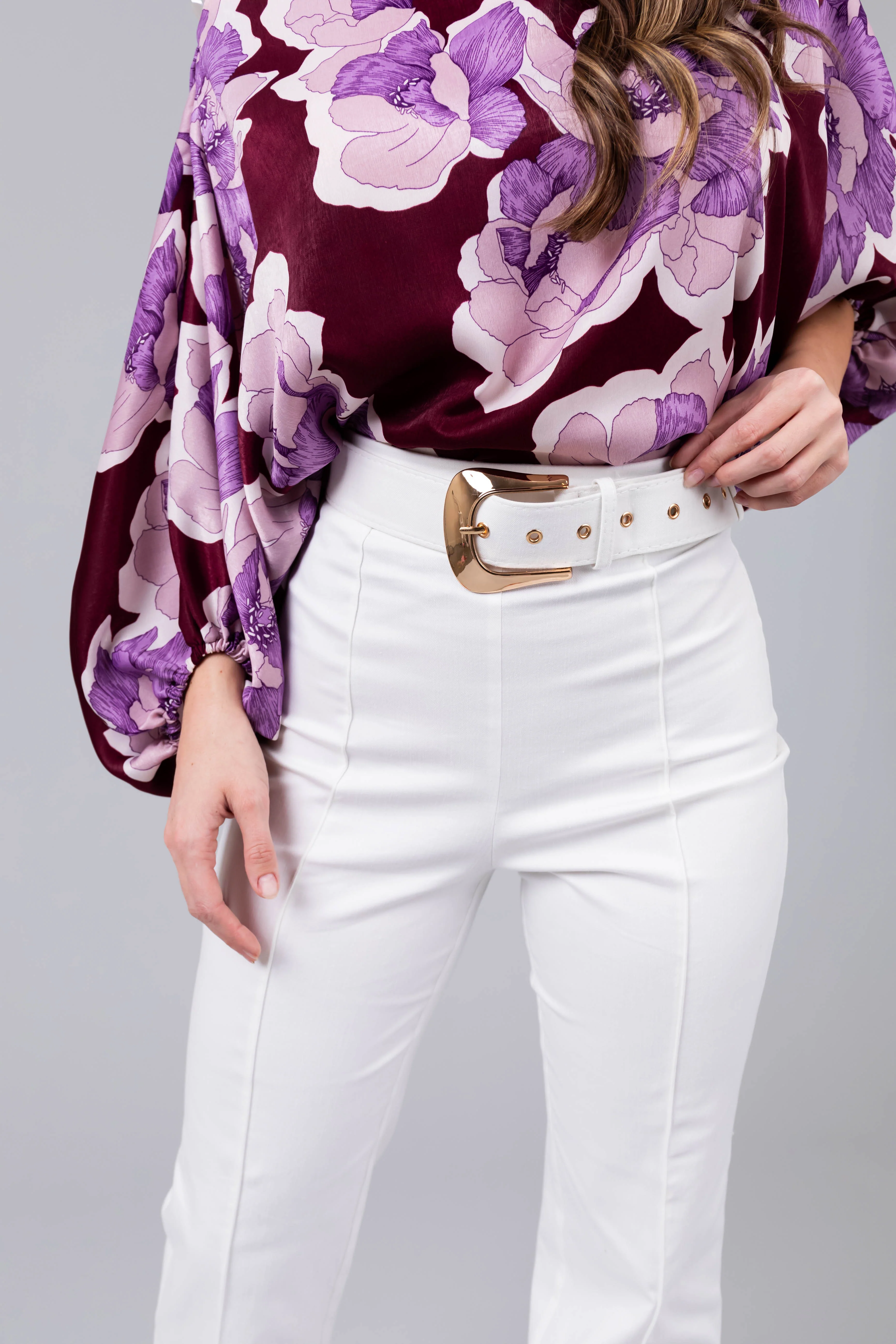 Off White Denim High Waisted Pants with Belt - LD SALE