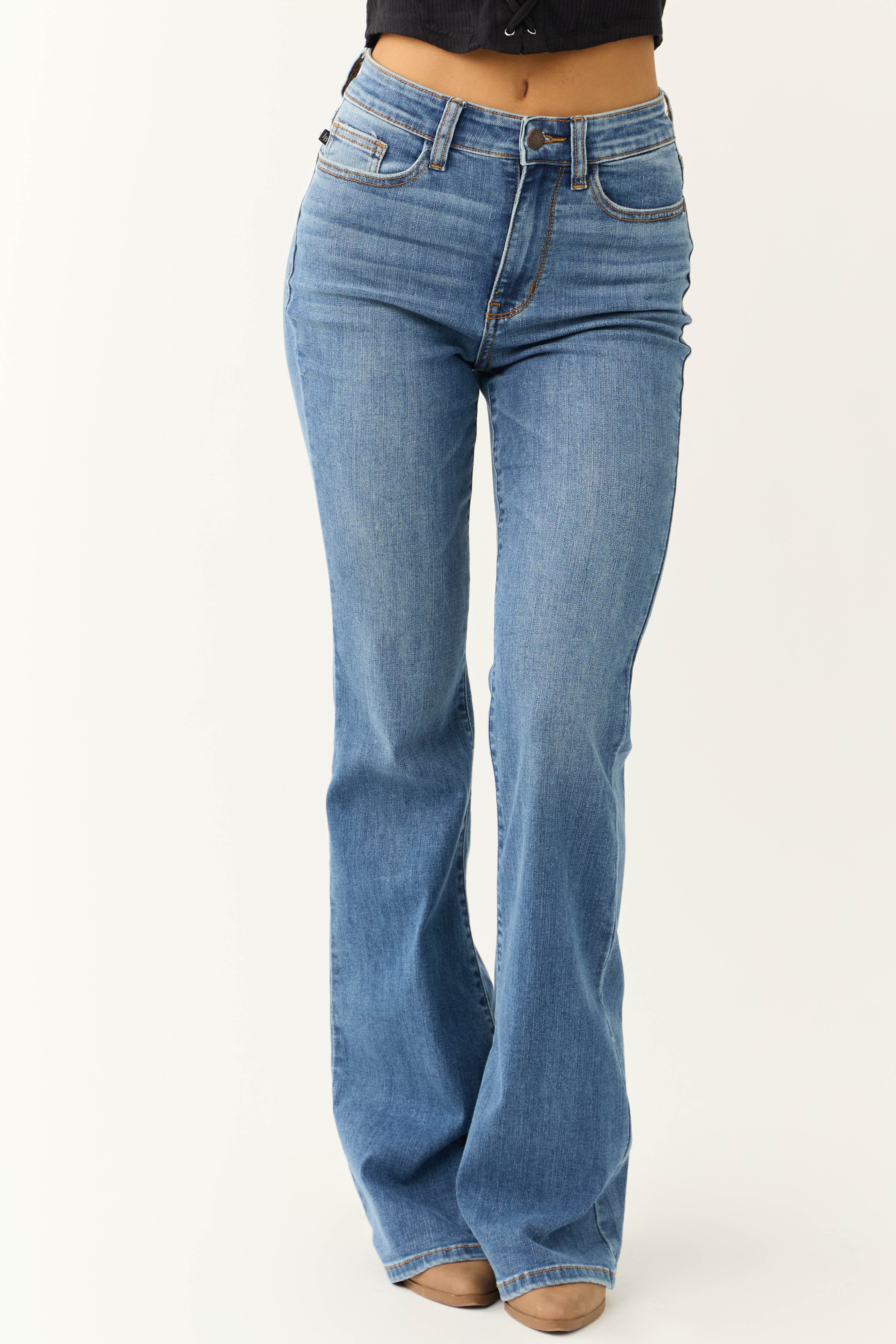 Judy Blue Medium Wash High Rise Flare Jeans - LD SALE
