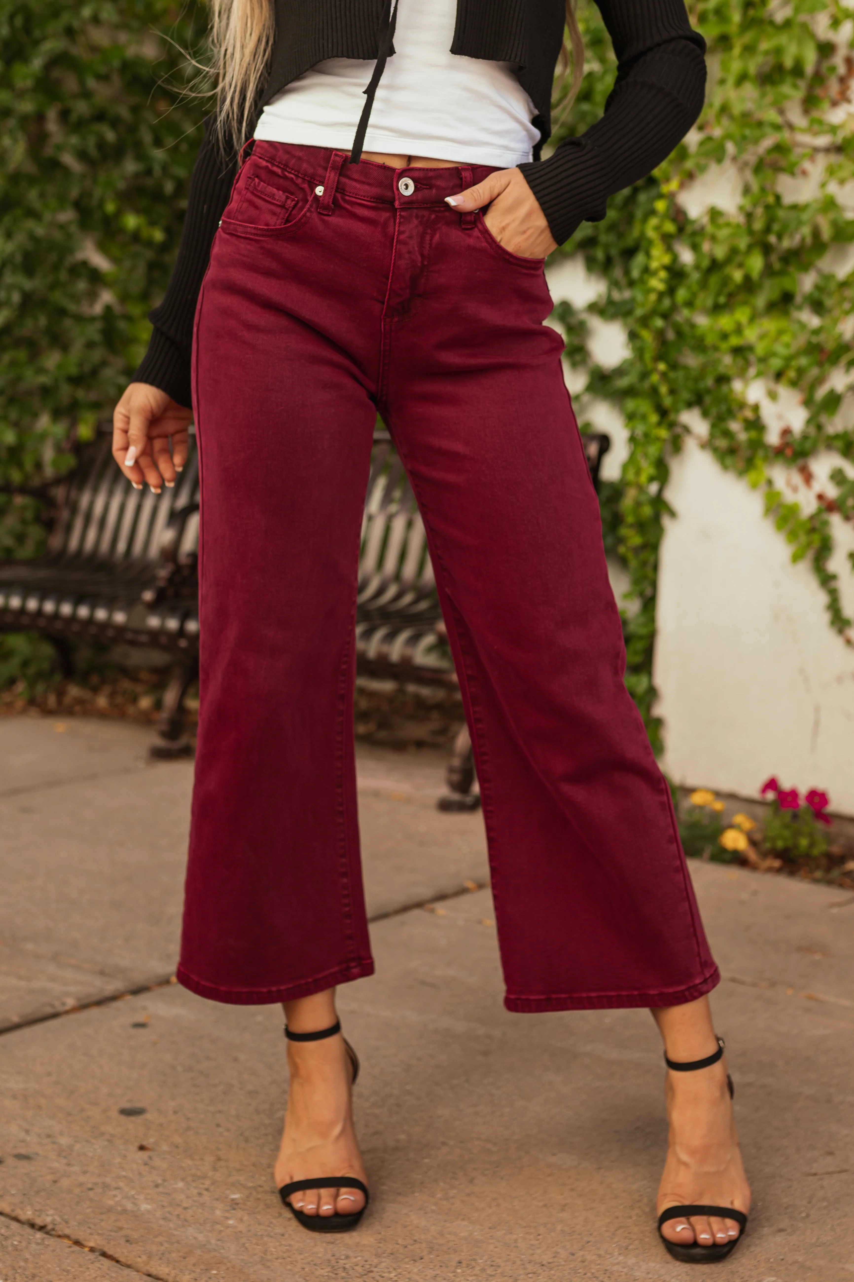 Special A Wine Tummy Control Wide Leg Jeans - LD SALE