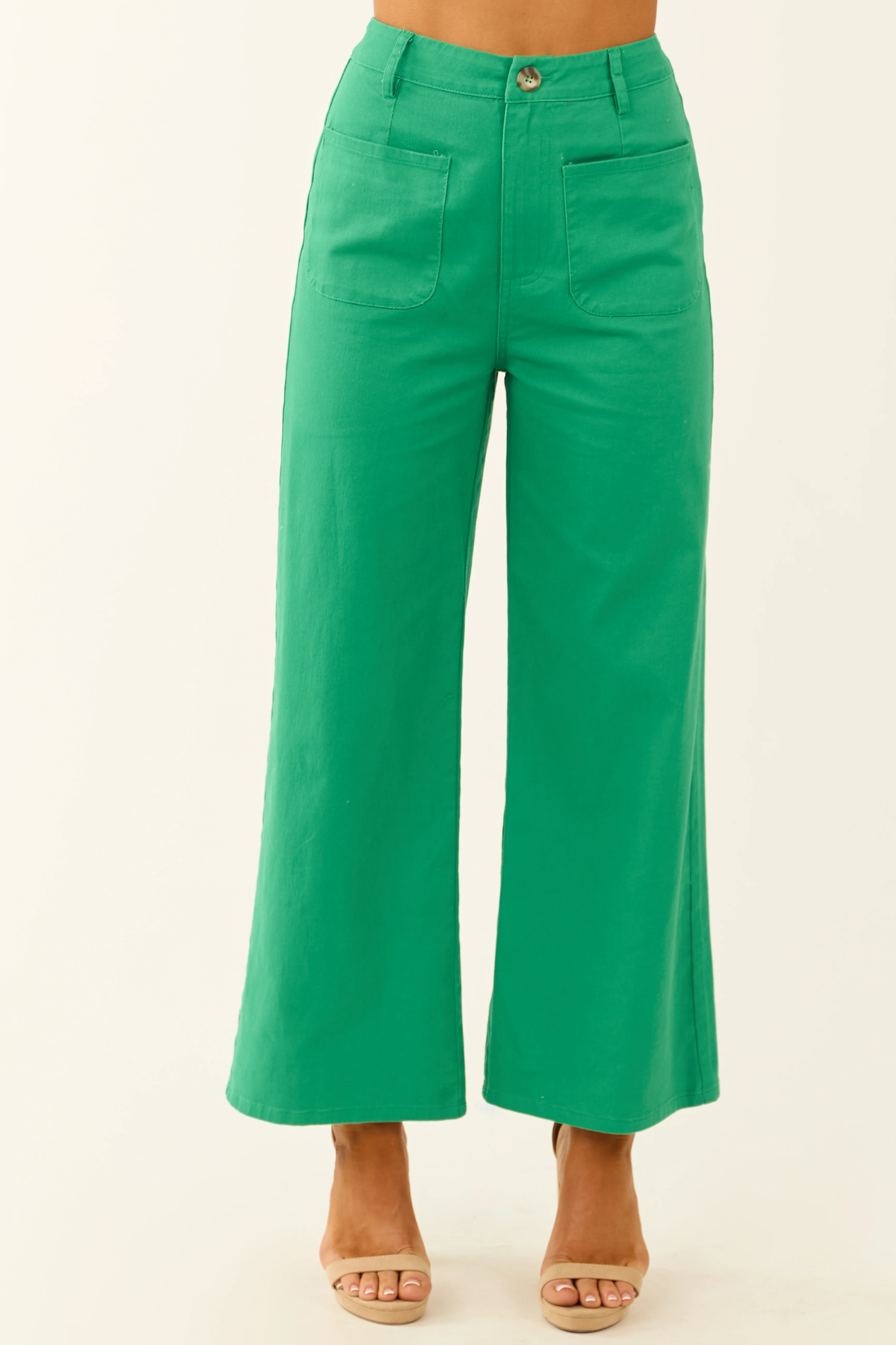 Jade High Waisted Wide Leg Ankle Length Stretch Pants - LD SALE