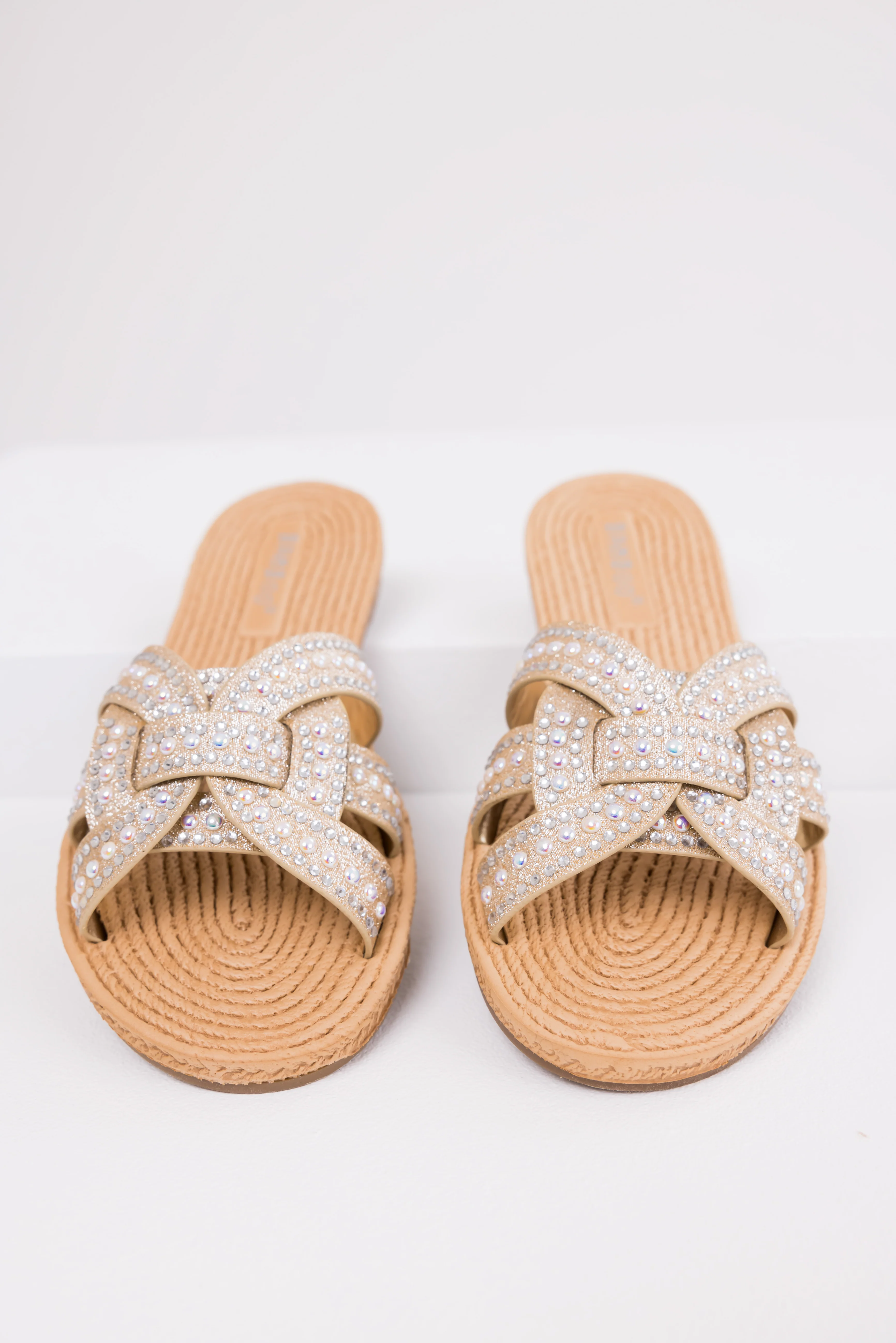Gold Rhinestone Twisted Strap Sandals - LD SALE