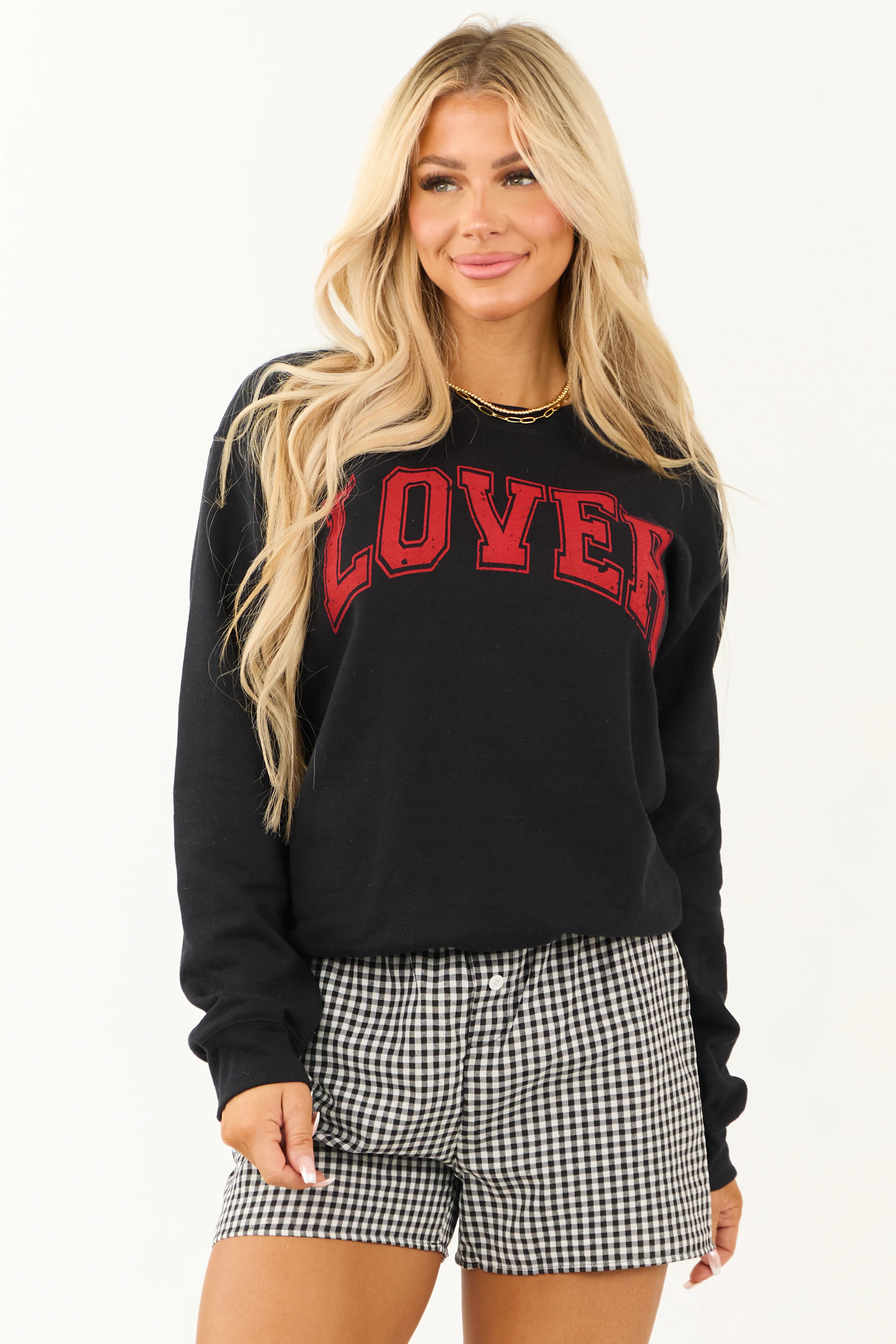 Black 'Lover' Graphic Long Sleeve Sweatshirt - LD SALE