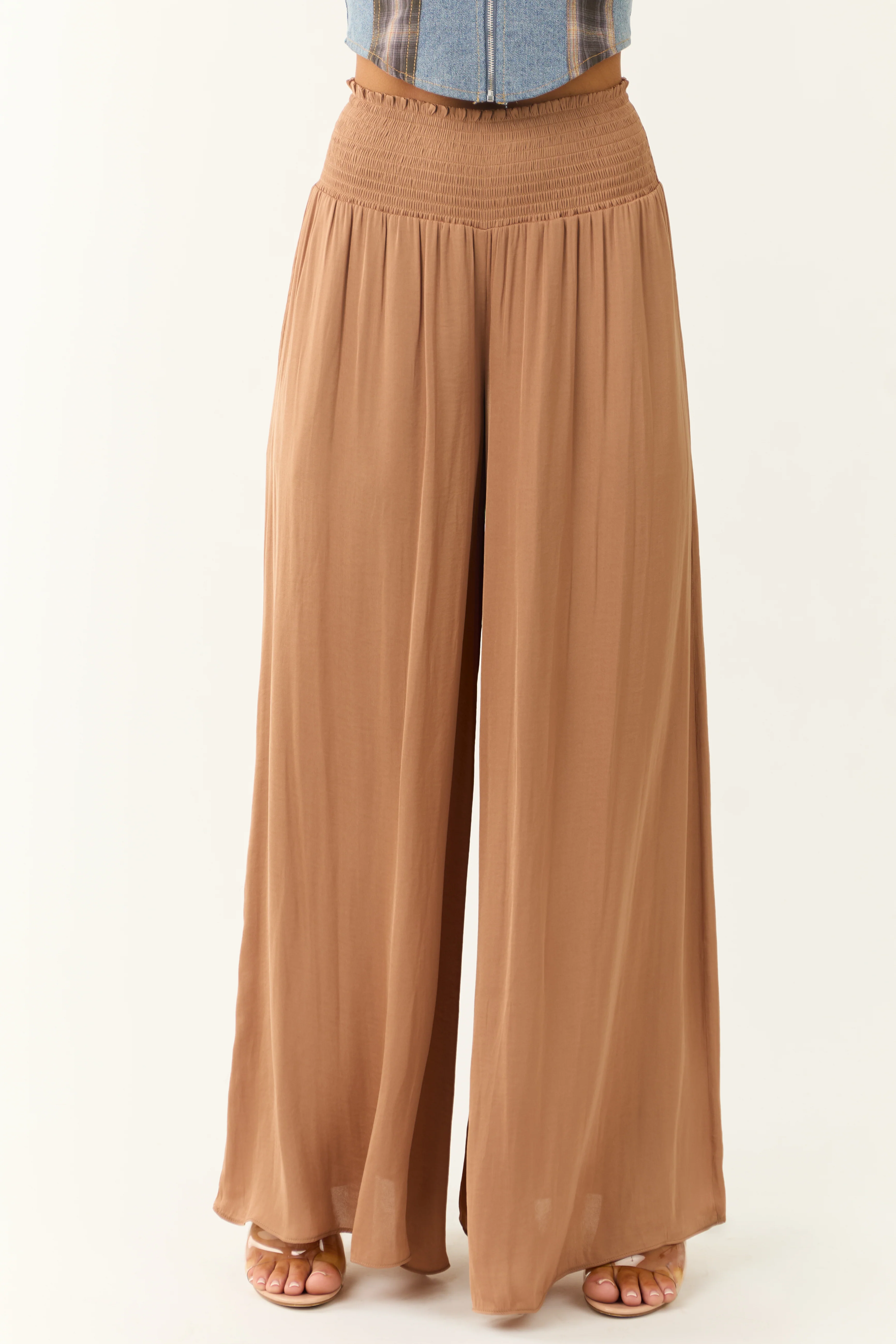 Brown Sugar Wide Leg Smocked High Rise Pants - LD SALE