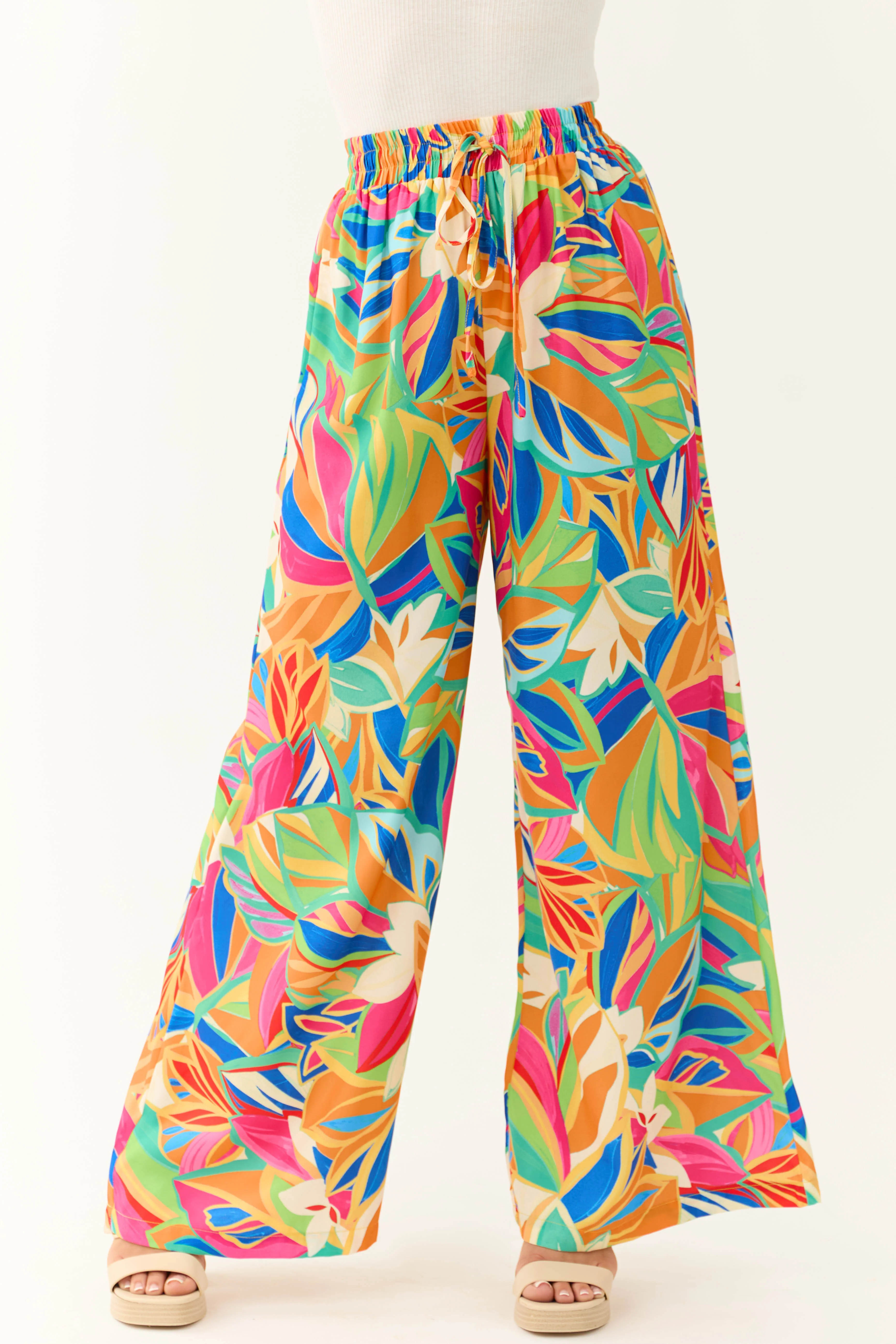 Flying Tomato Tangerine Abstract Print Pants - LD SALE