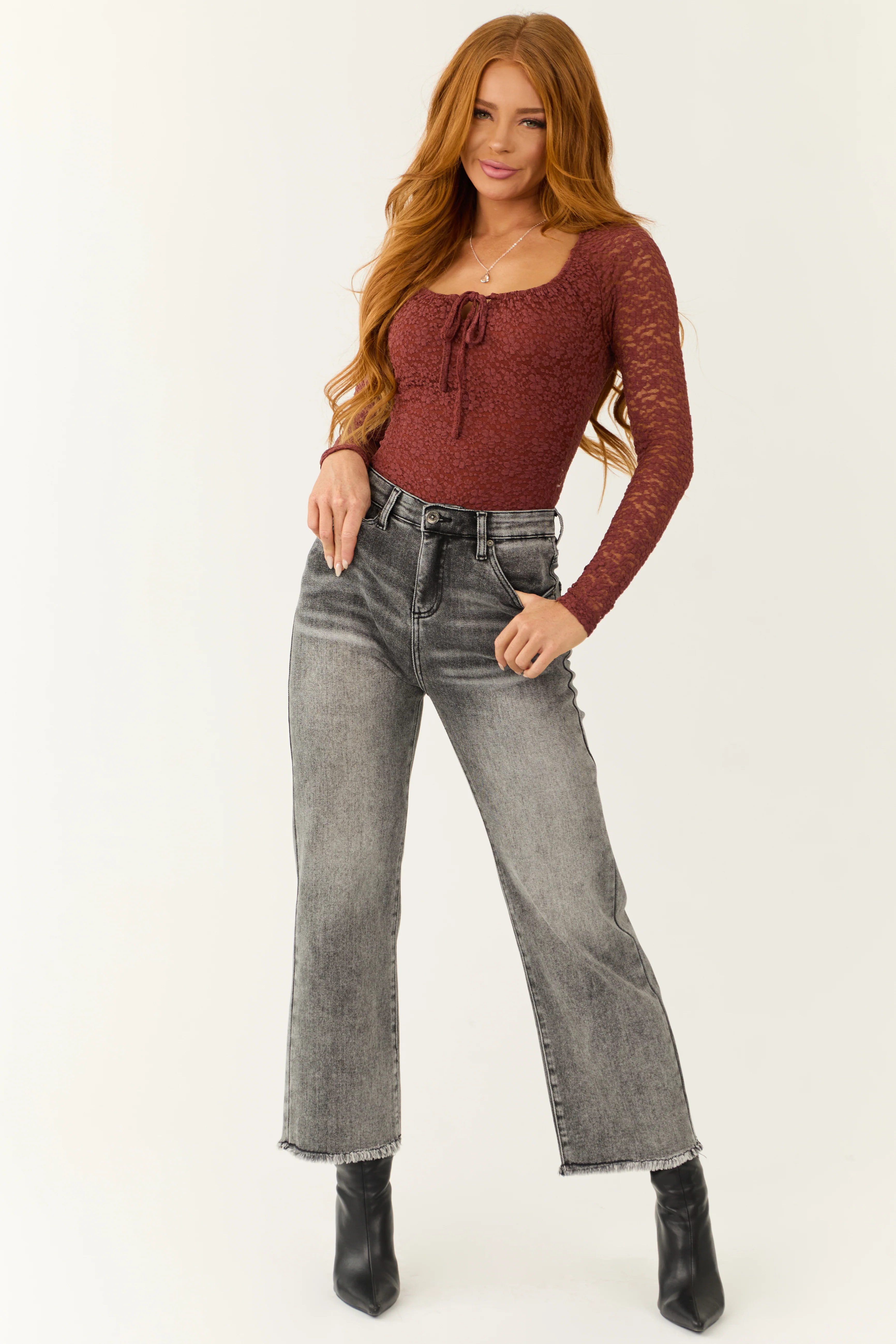 Special A Black Wash Tummy Control Wide Jeans - LD SALE
