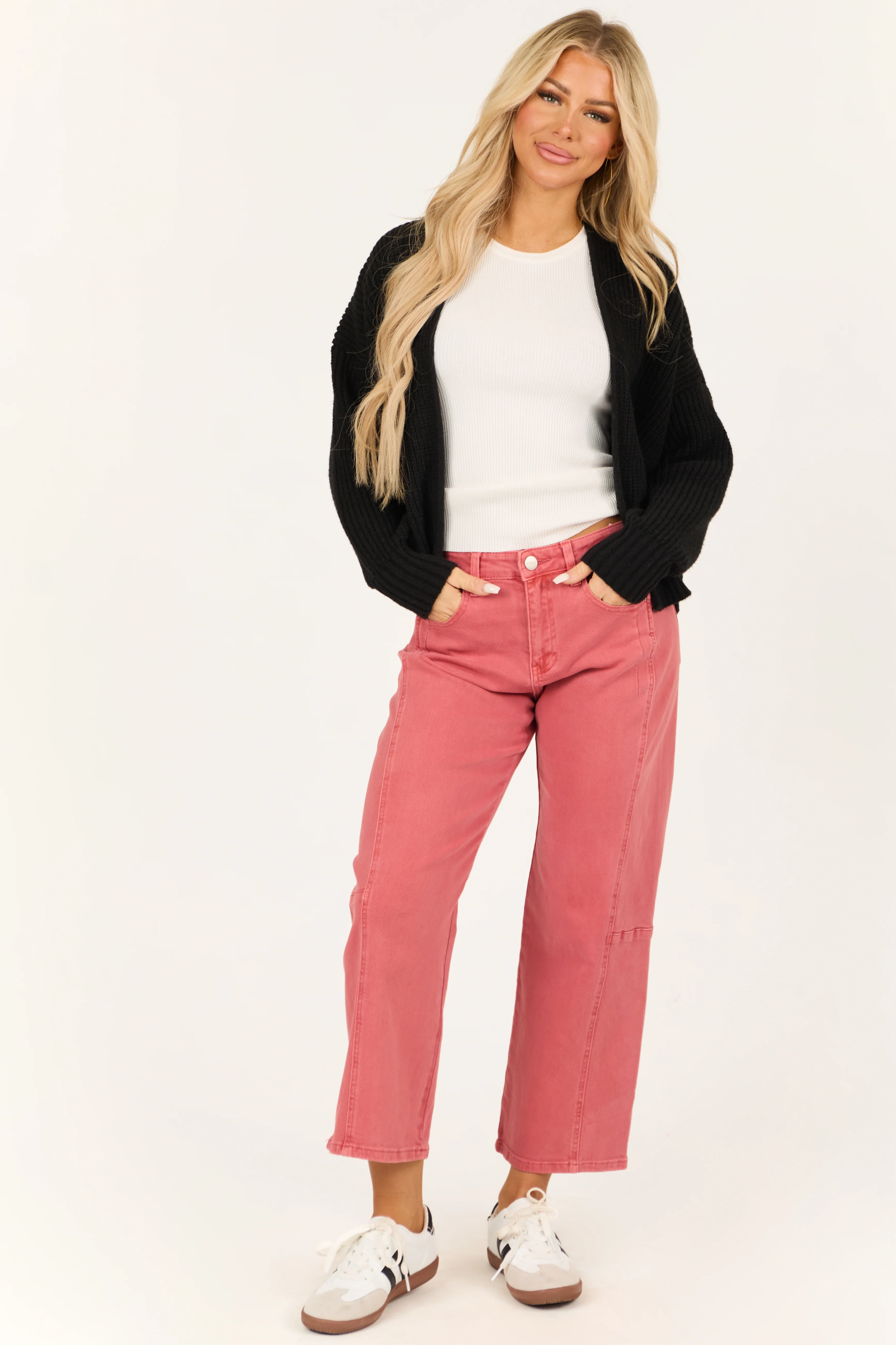 Risen Watermelon Wide Leg High Rise Cropped Jeans - LD SALE
