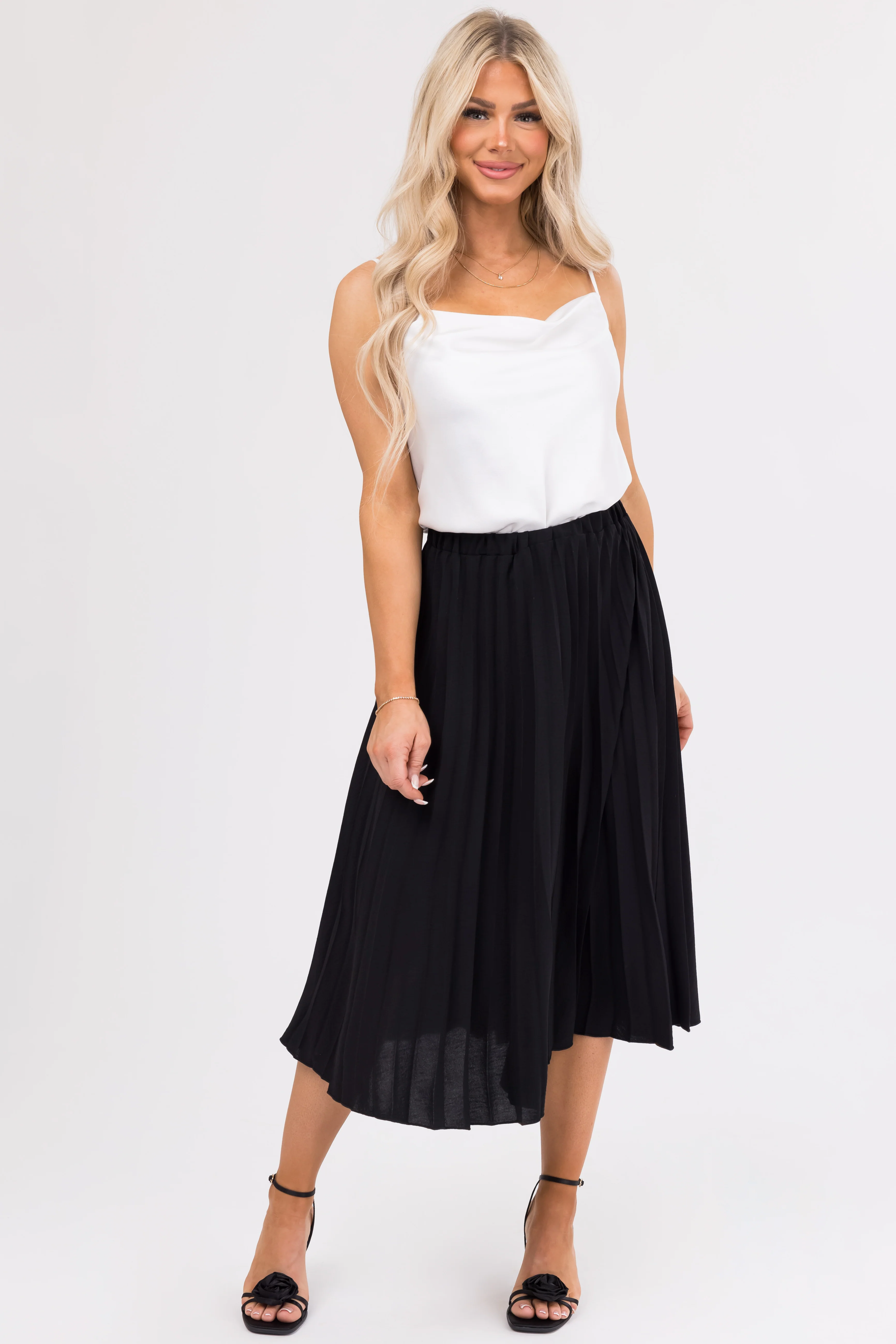 She+Sky Off White Draped Neck Sleeveless Bodysuit - LD SALE