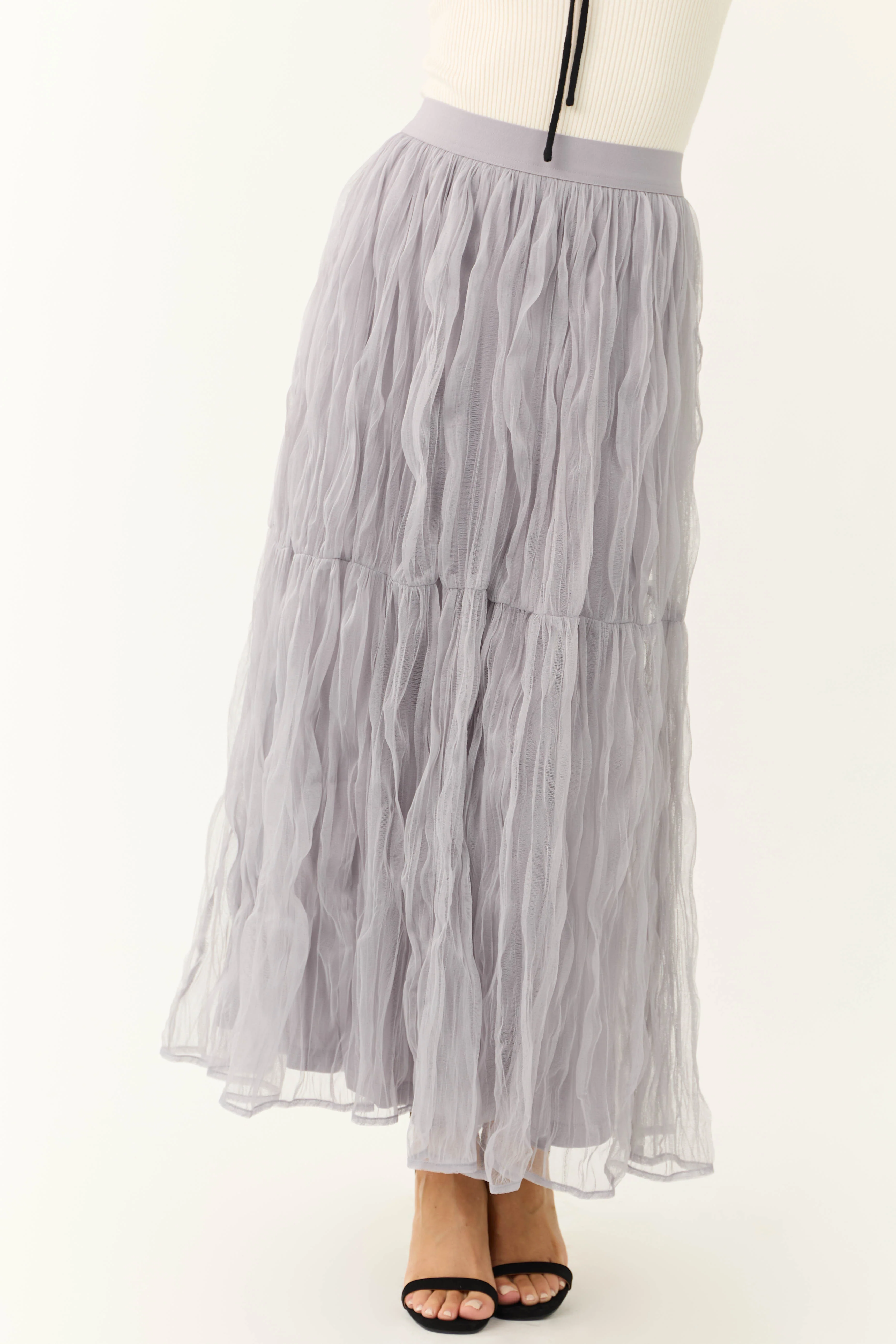 Dusty Lavender Tulle Plisse Maxi Skirt - LD SALE