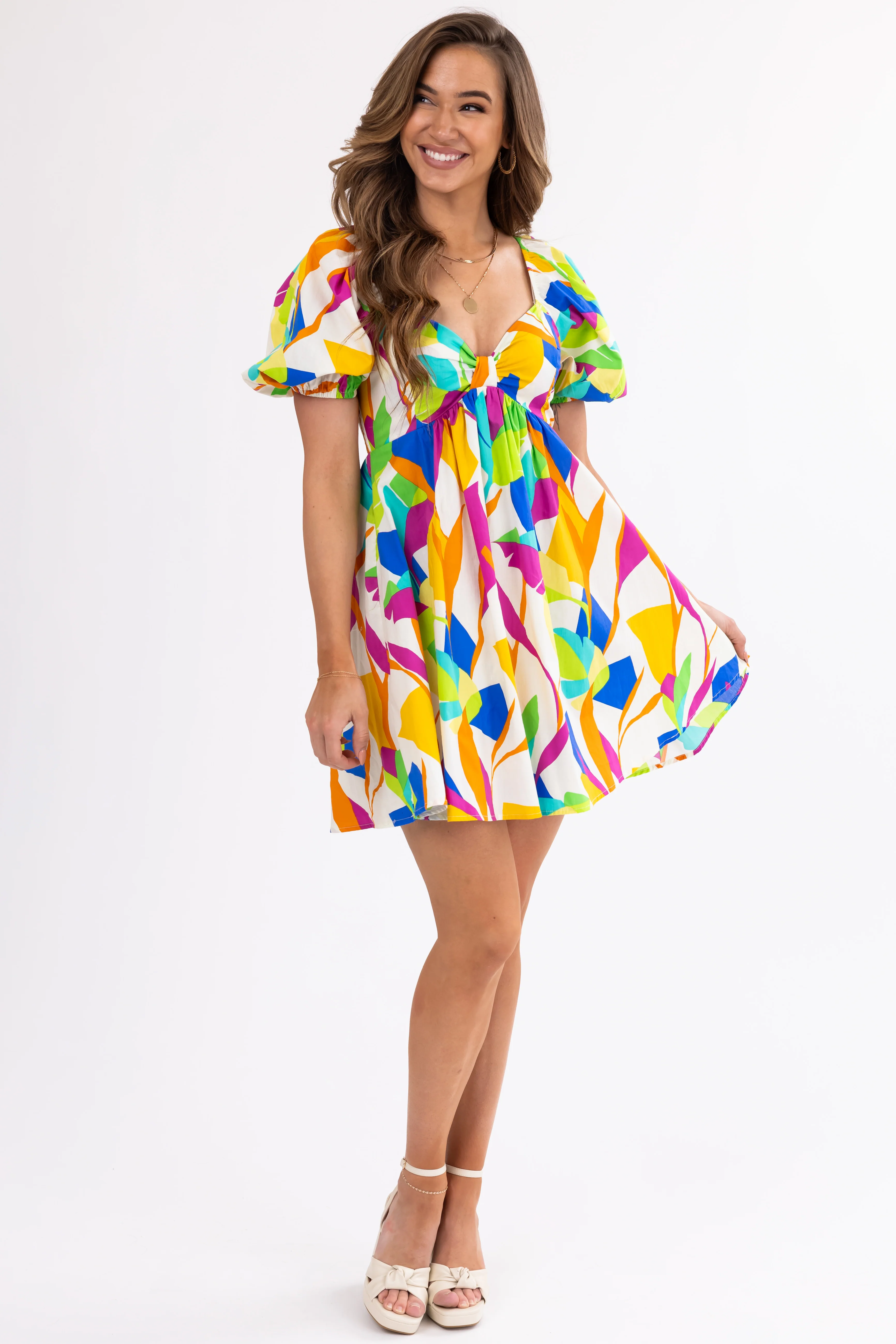 Flying Tomato Ivory Abstract Print Mini Dress - LD SALE