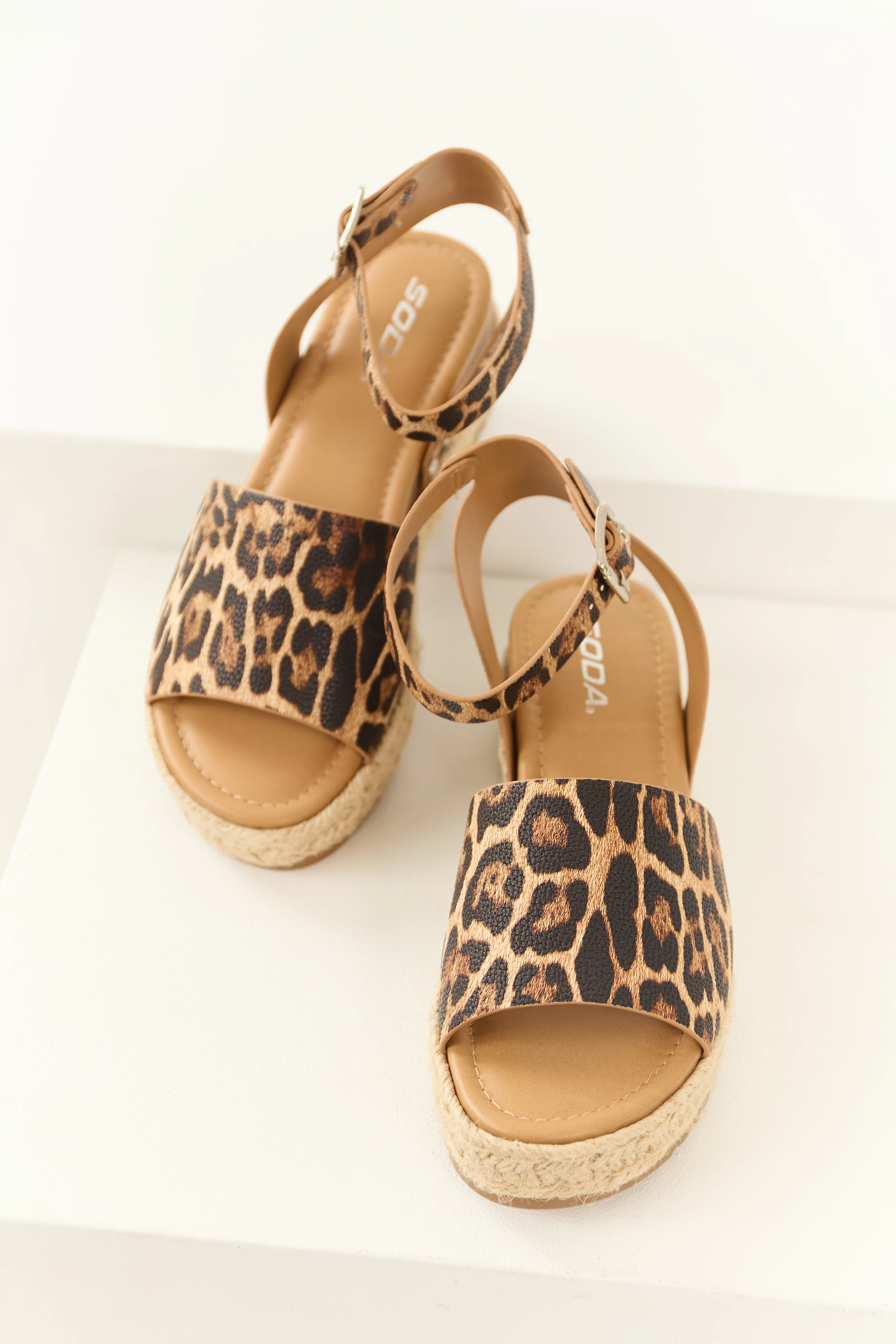 Copper Leopard Ankle Strap Espadrille Platform Sandals - LD SALE
