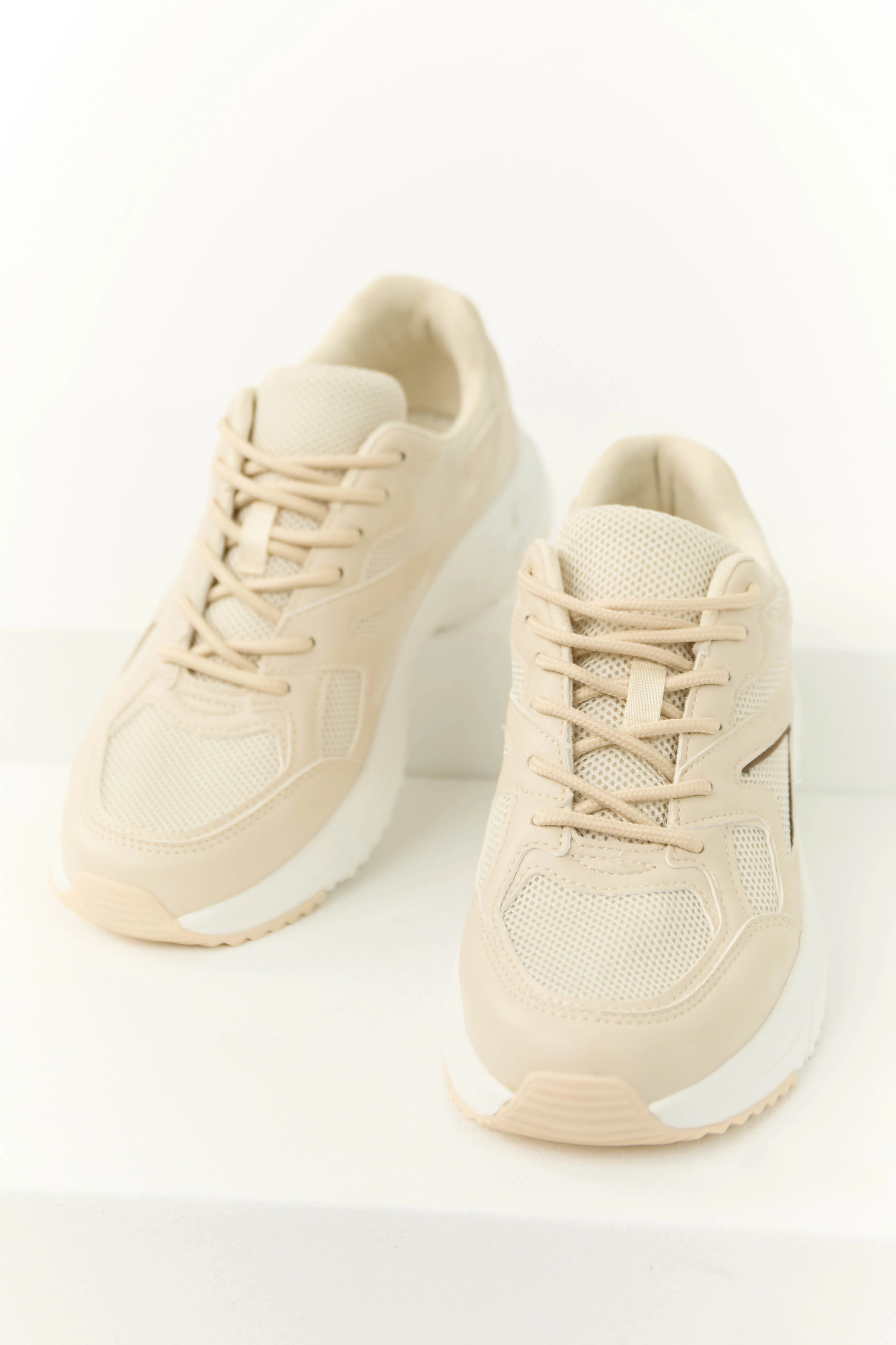 Almond Slip On Elastic Laces Sneakers - LD SALE