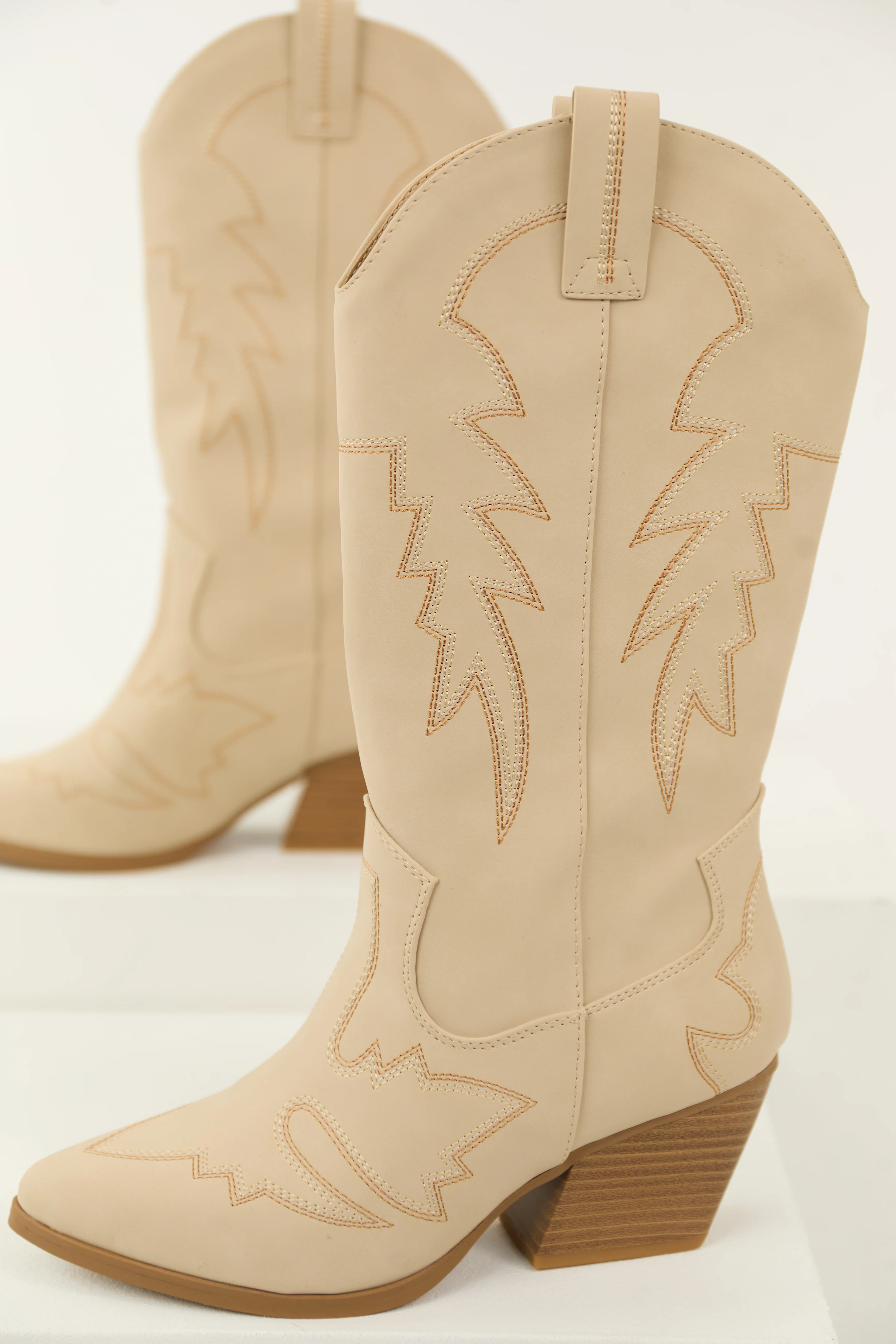Almond Tall Western Stitching Heeled Boot - LD SALE