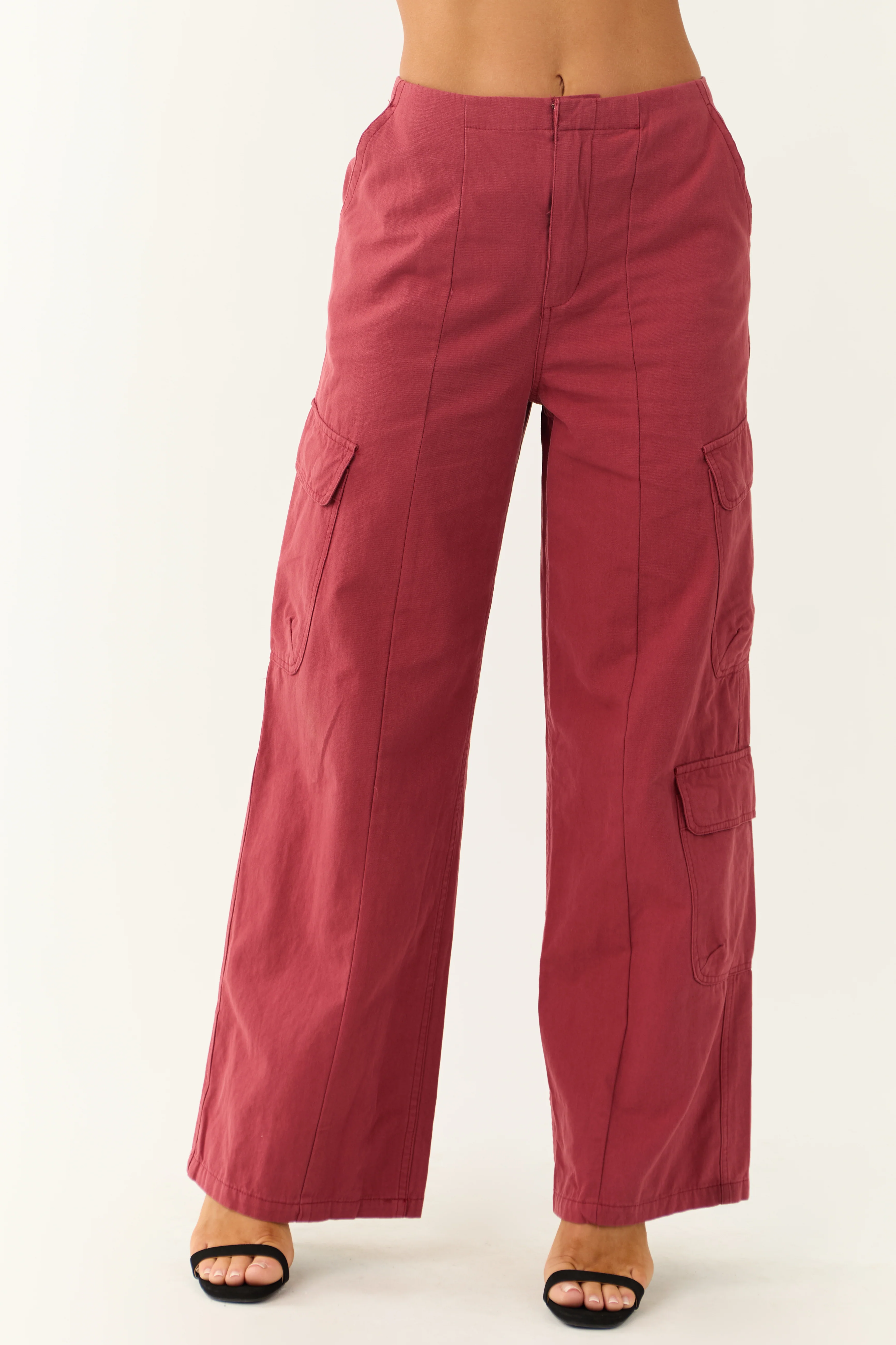 Brick Mid Rise Wide Leg Cargo Pants - LD SALE